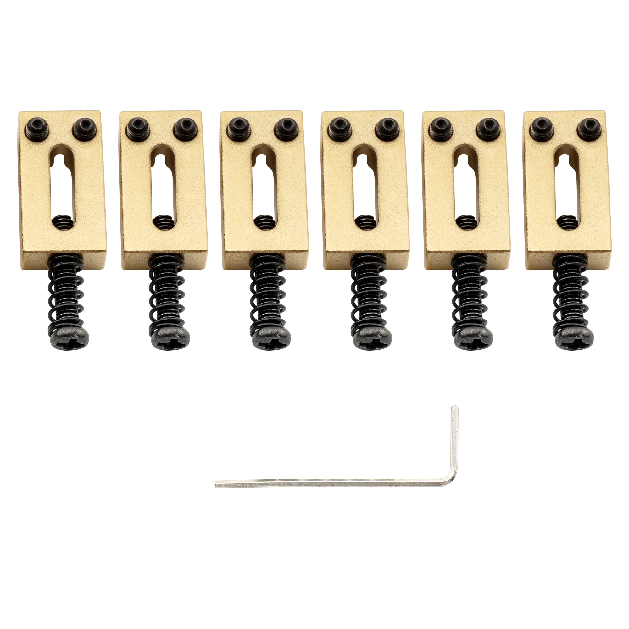 Musiclily Ultra 10.5mm Modern Brass Bridge Saddles for Strat/Tele Style Electric Guitar, Gold (Set of 6)