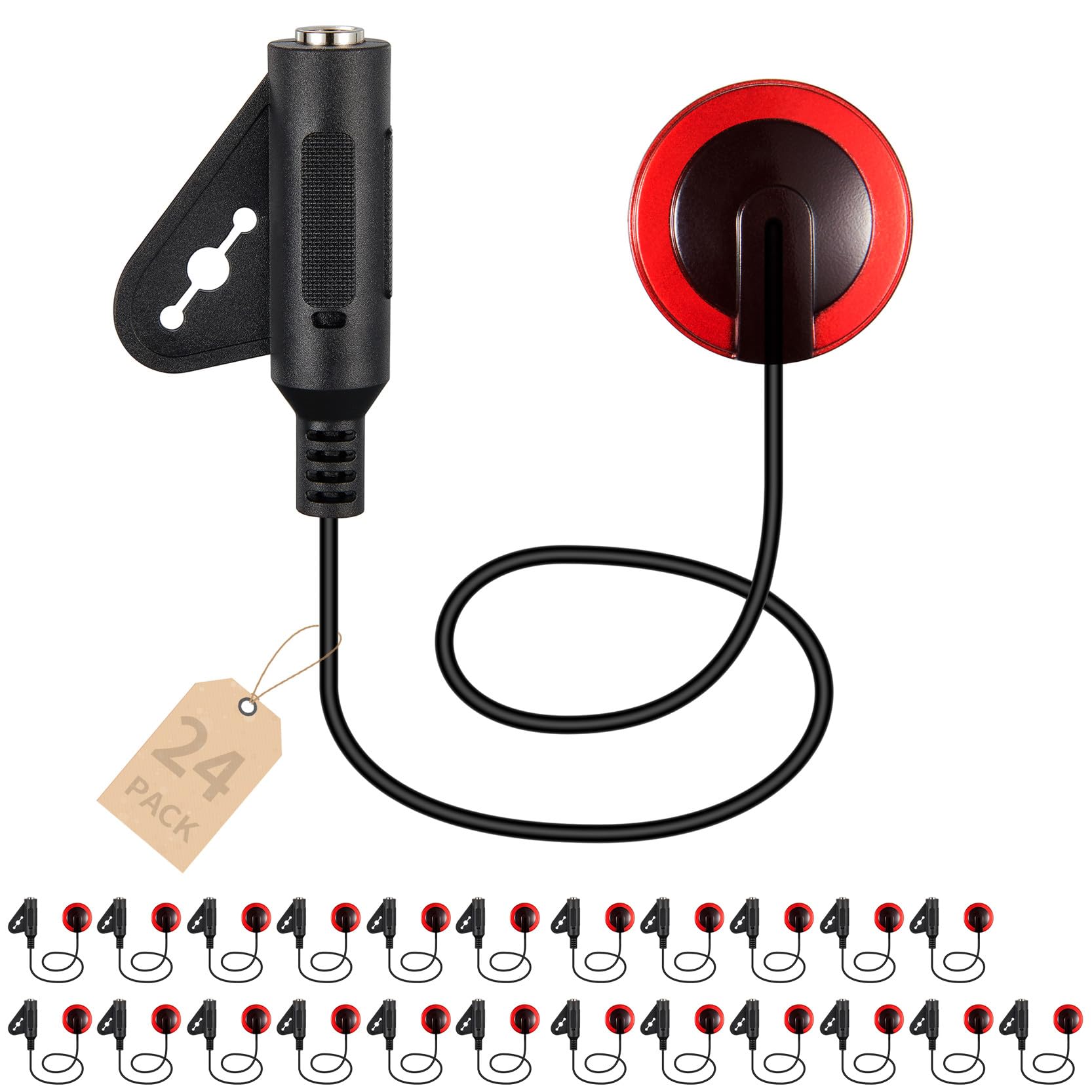 Piezo Contact Microphone Pickups for Guitar, Violin, Viola, Cello, Banjo, Ukulele, Mandolin and More (24 Pack)