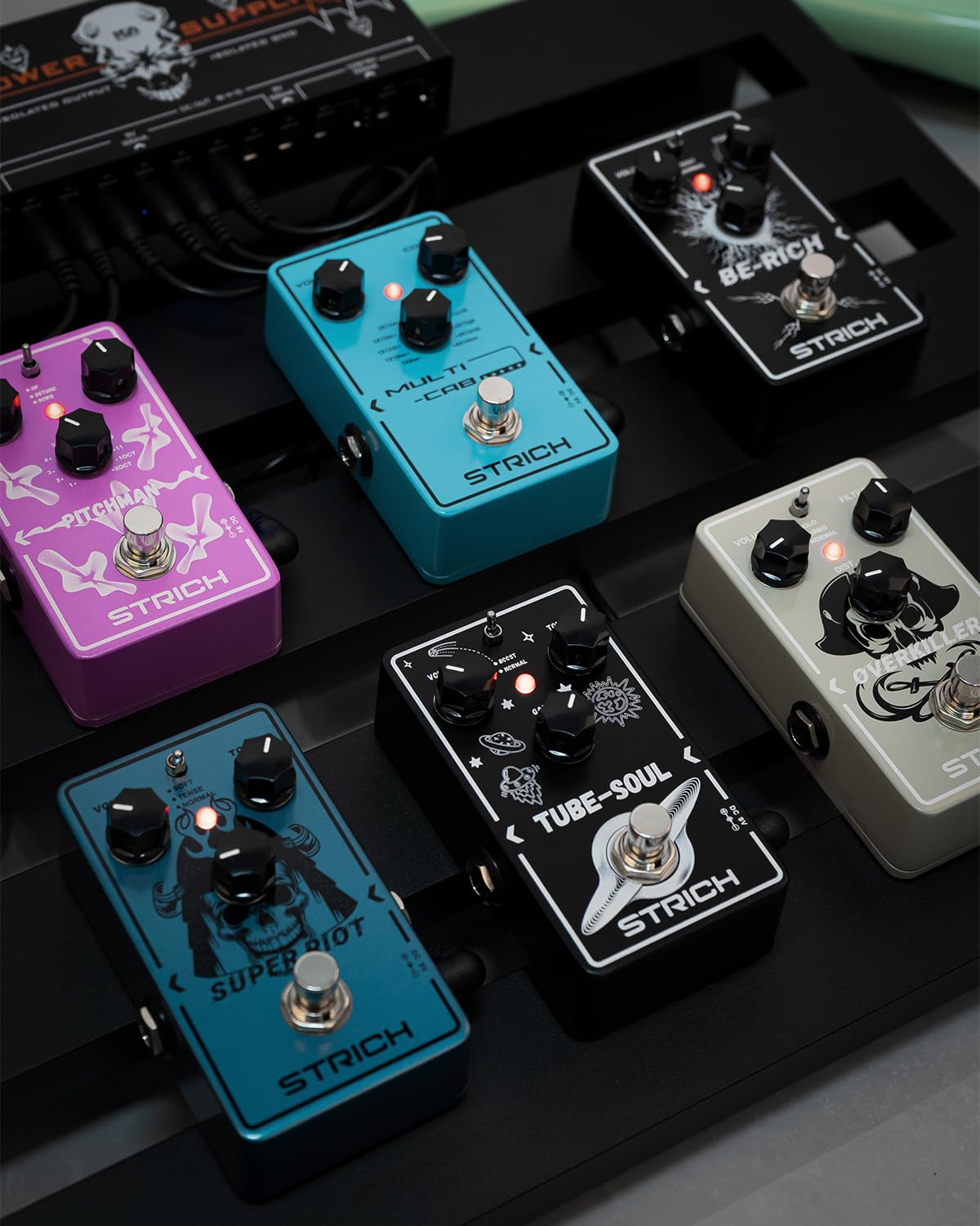 STRICH SUPER RIOT High Gain Distortion Pedal for Electric Guitar, Compact and Mini Design, True Bypass, 3 Control Knobs, Volume,