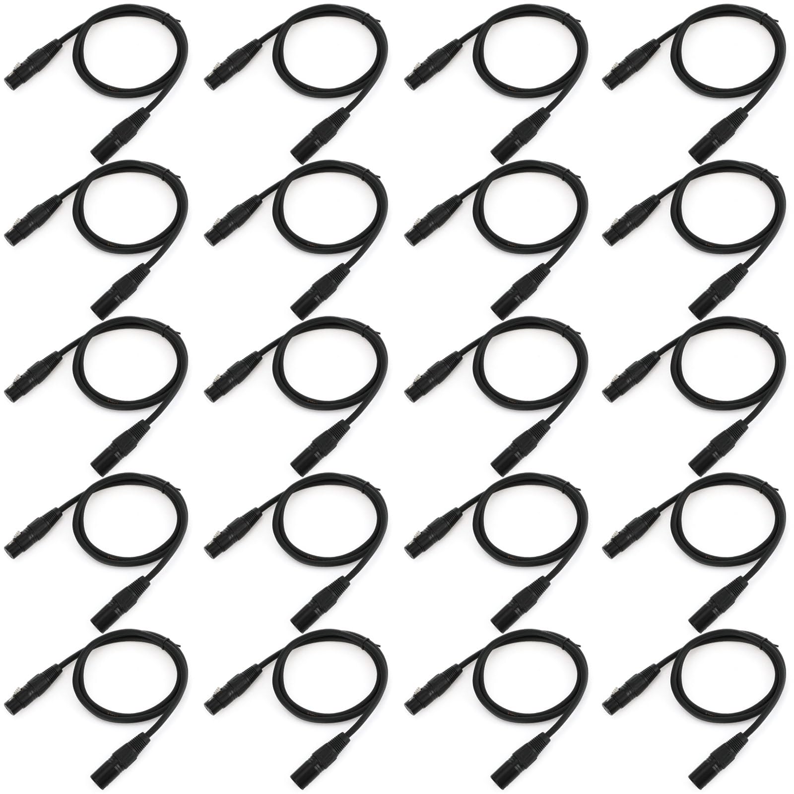 Xuhal 10 Pcs Flexible DMX Cable 1 Meter DMX Signal Cables Wires with Metal Connectors 3 Pin Signal XLR Male to Female Connection