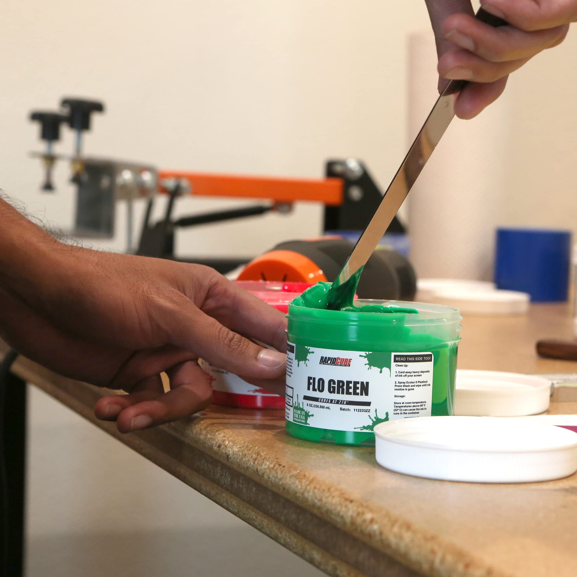 Rapid cureA Fluorescent green Screen Printing Ink (Pint - 16oz) - Plastisol Ink for Screen Printing Fabric - Low Temperature cur