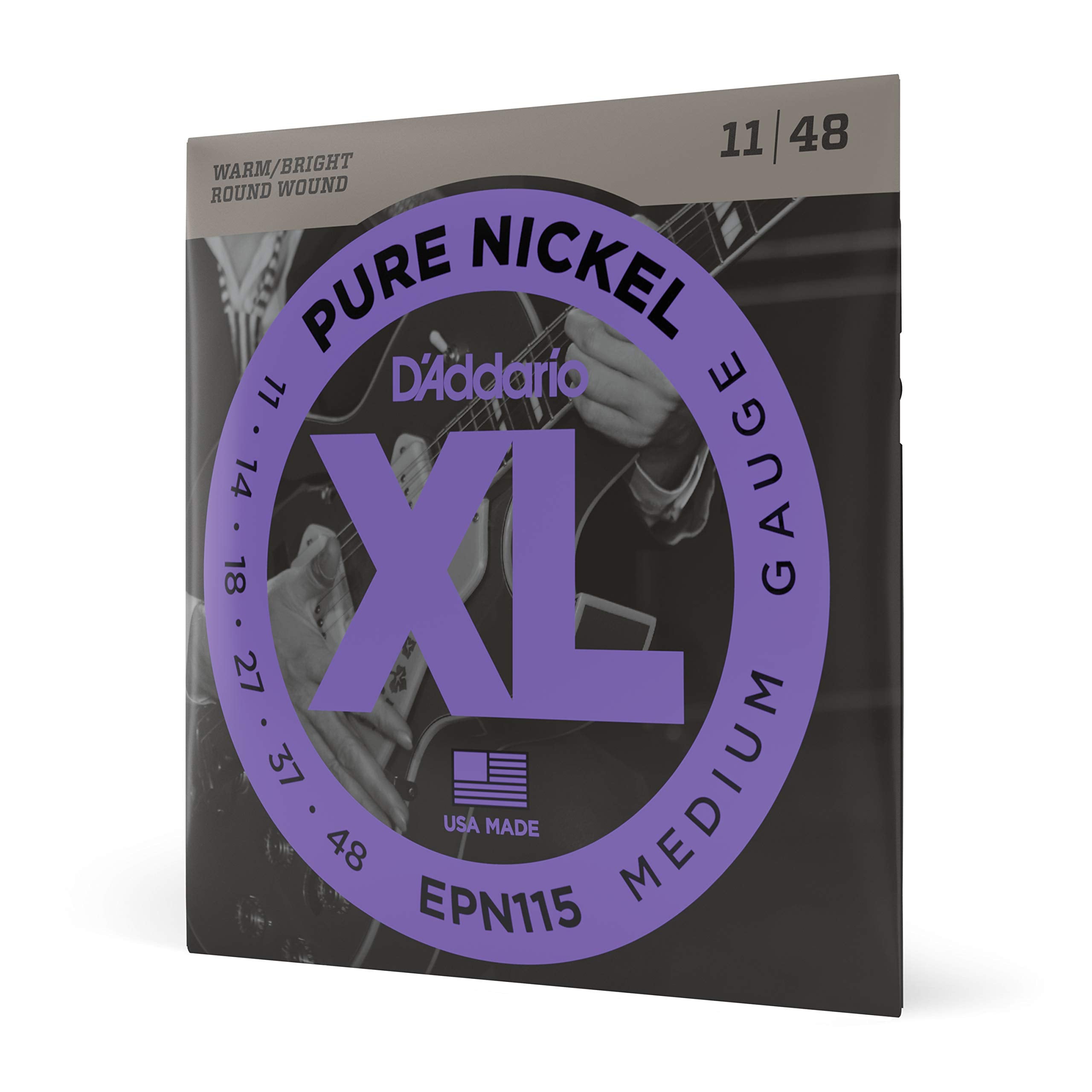 D'Addario Guitar Strings - Xl Pure Nickel Electric Guitar Strings - Round Wound - Warm, Bright, Vintage Sound - Epn115 - Blues/J
