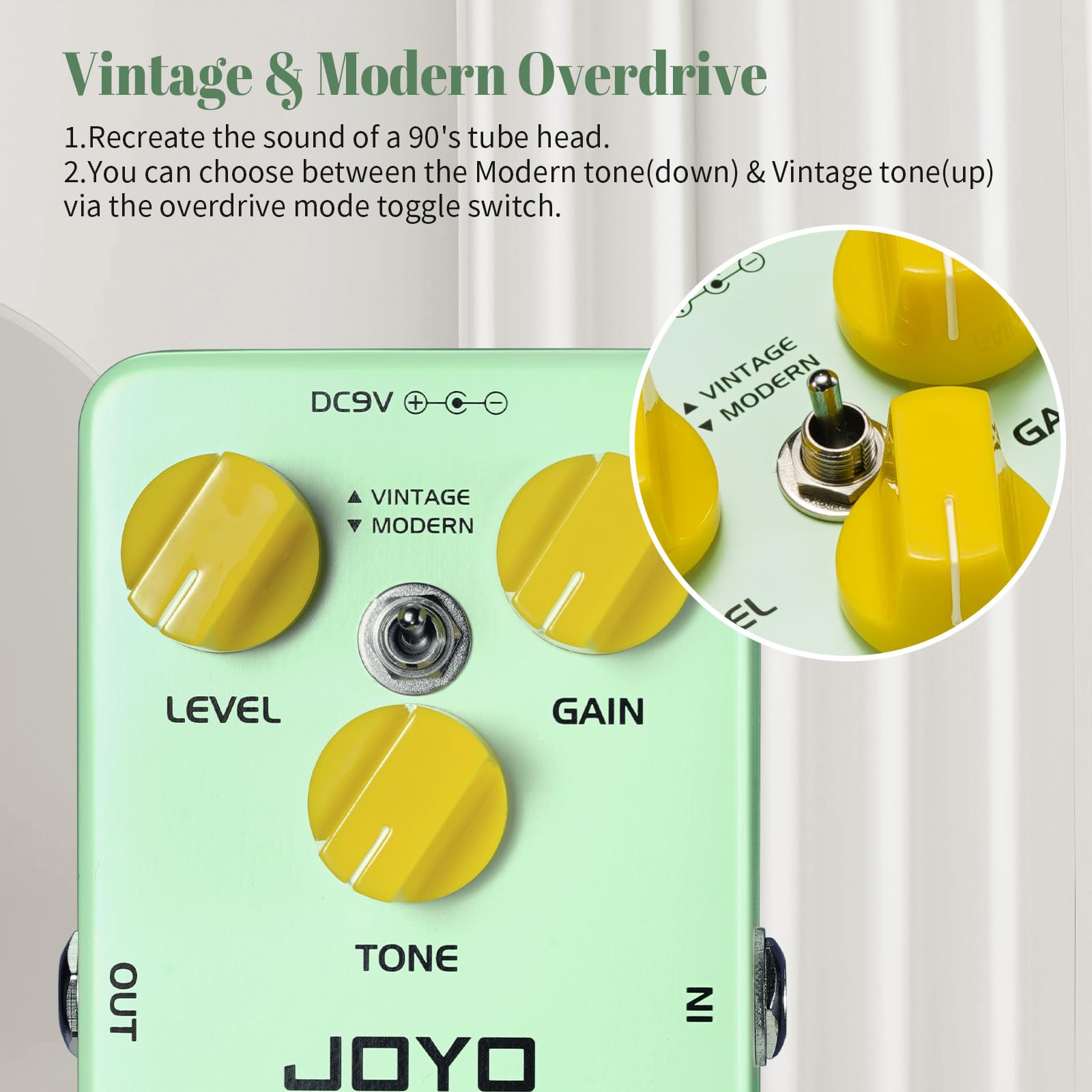 JOYO Blues Overdrive Guitar Pedals Hign Gain Overdrive from Vintage to Modern Tone for Electric Guitar True Bypass (BRIGHT DAY J