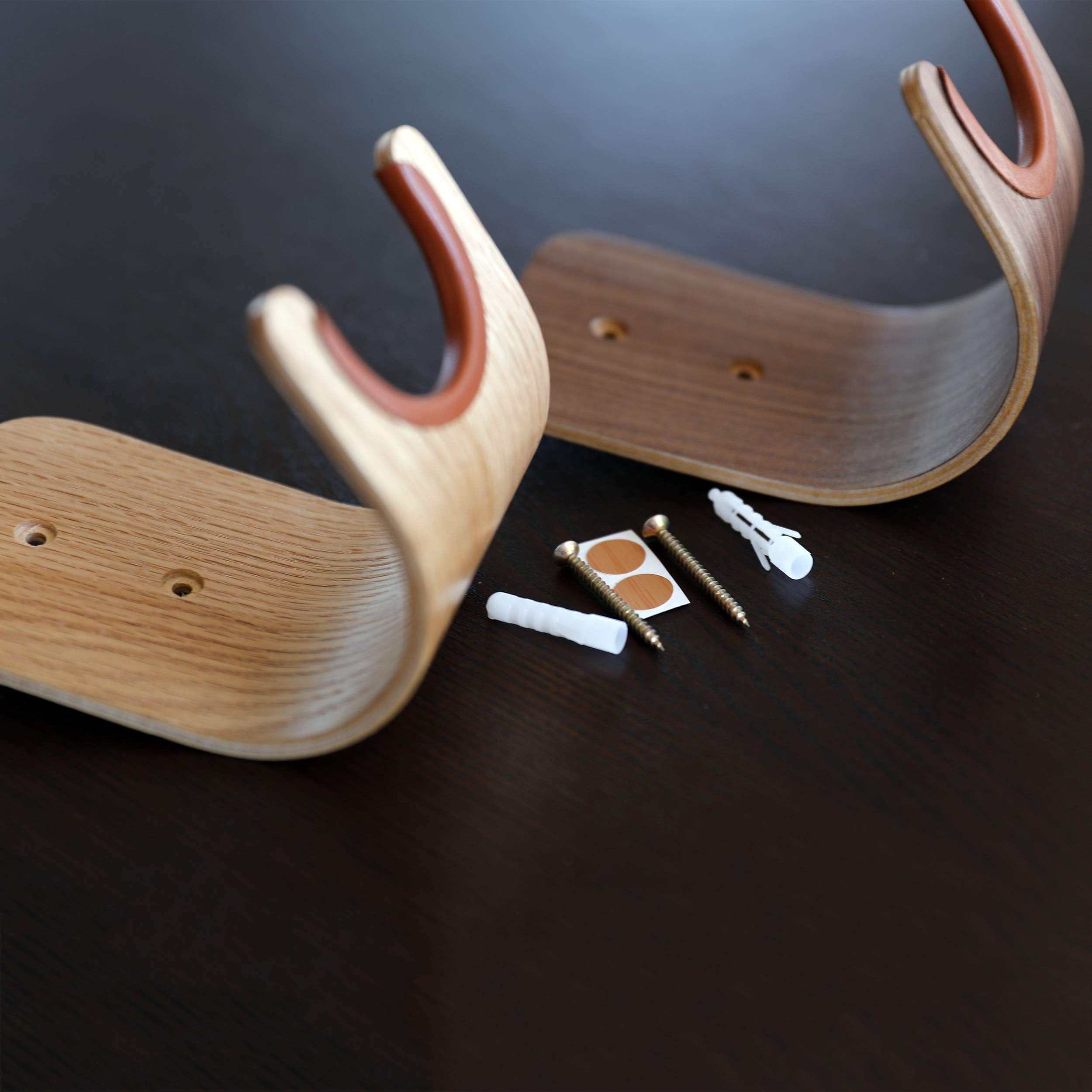 Plywood Guitar Wall Mount Holder with Pick Slot on top, Modern and Unique Design Guitar Hanger for Bass Acoustic Electric Guitar