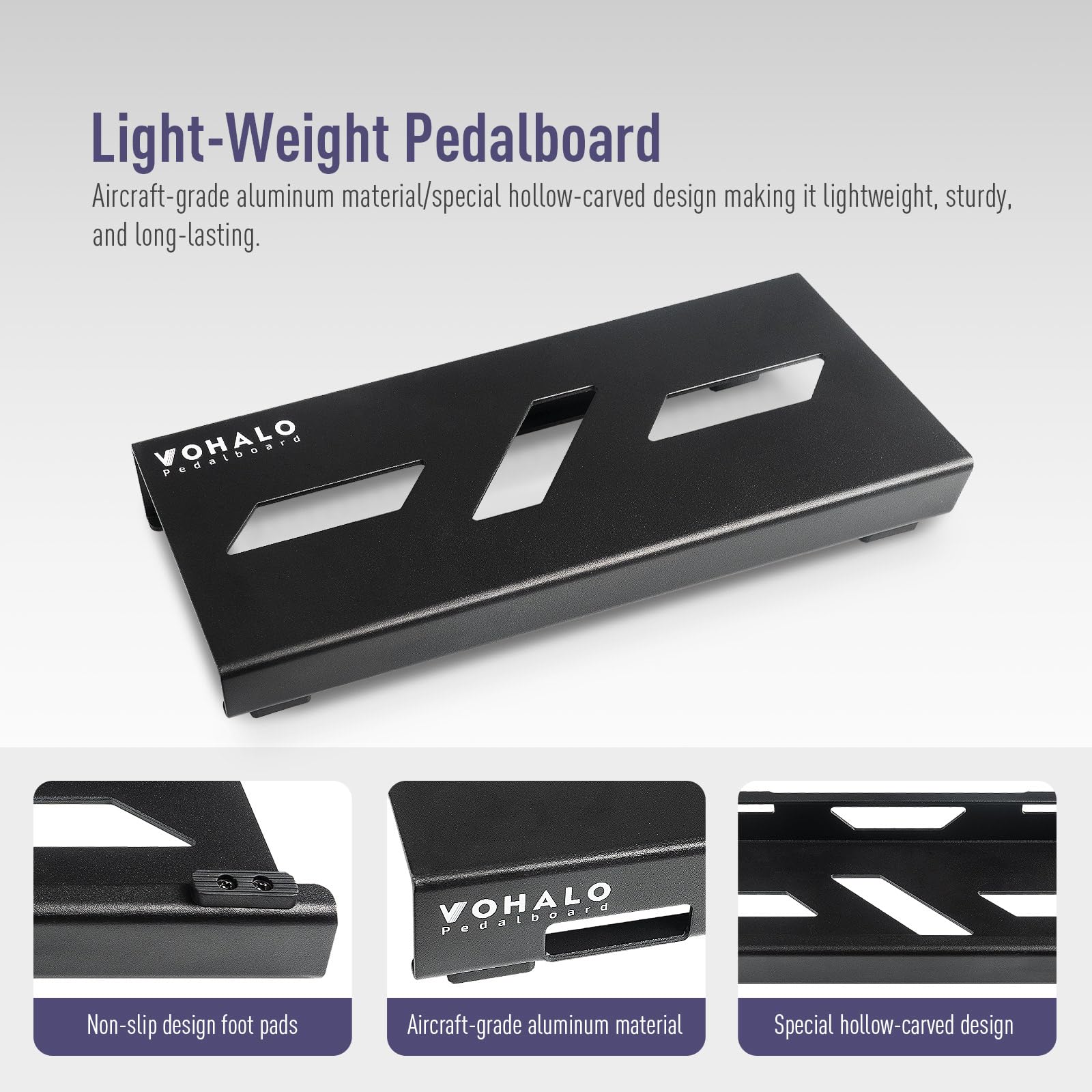 VOHALO Mini Guitar Pedal Board 14'' Guitar Effects Compact Small Pedalboard with Pedals Mountain Tape, Cable Tie & Patch Cables,