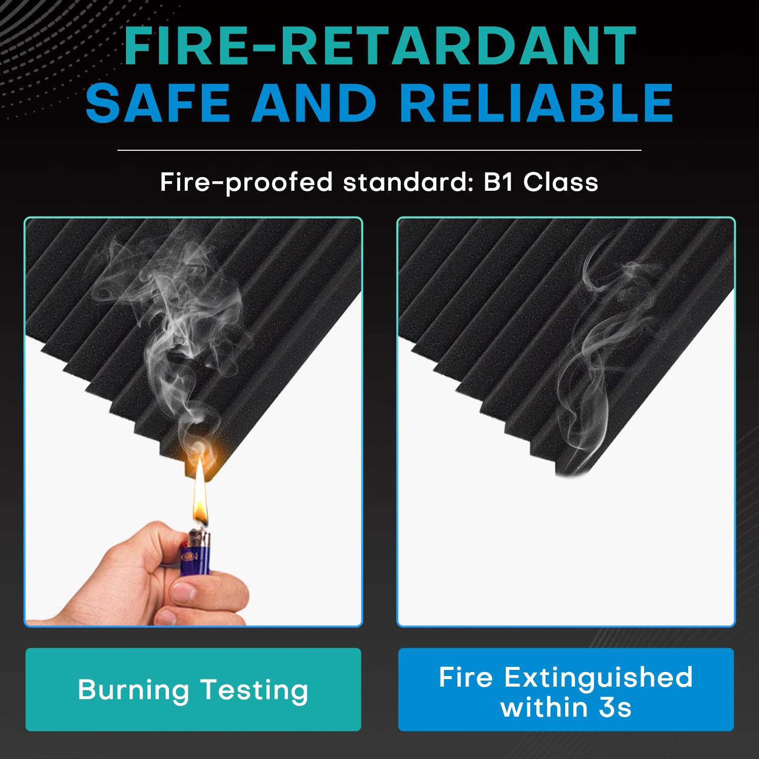 Knightsacoustic 48 Pack Sound Proof Foam Panels for Walls with Self Adhesive, 12x12x1 Acoustic Foam Panels, High Density Acousti