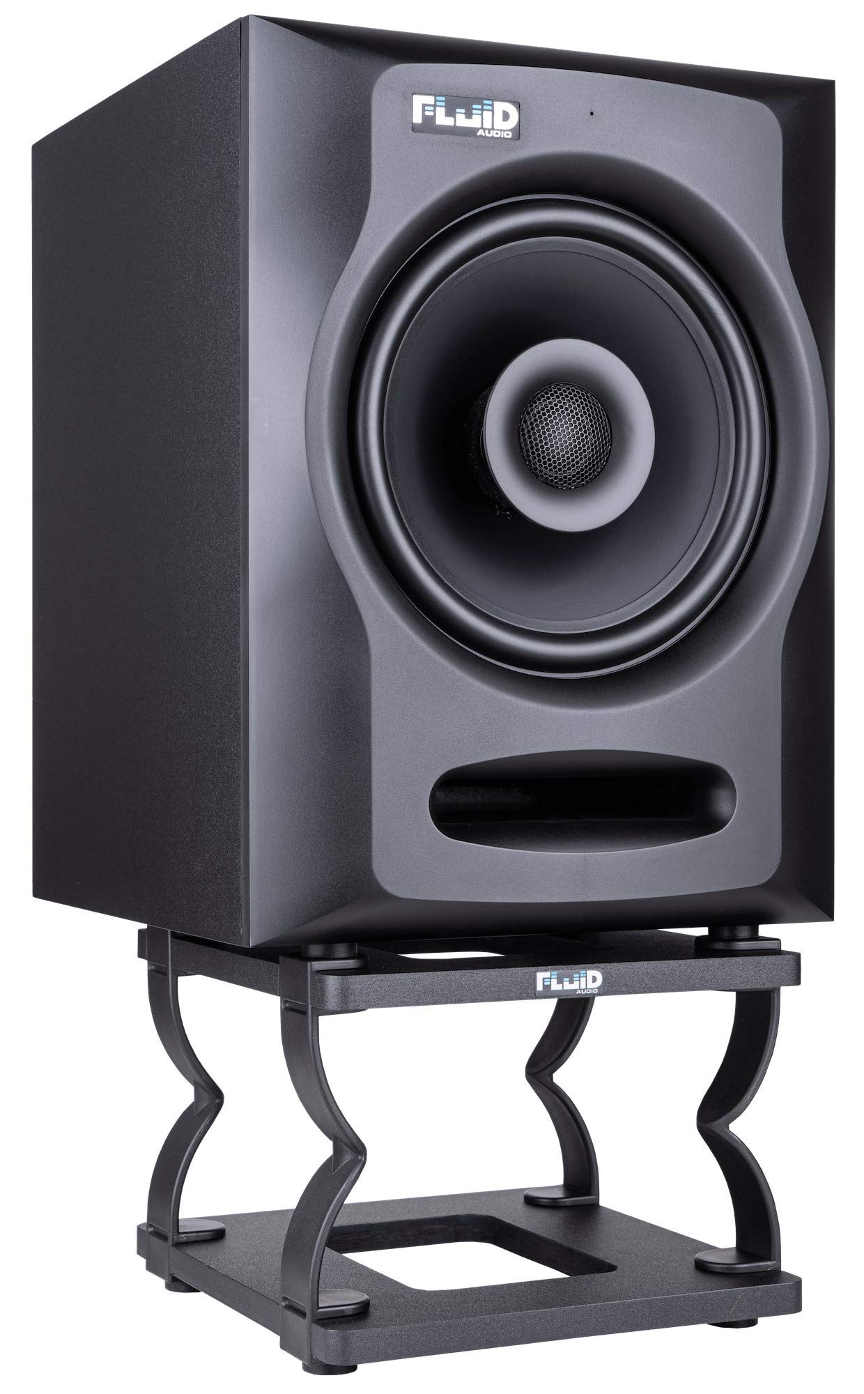 Fluid Audio DS8: Speaker Isolation/Decoupling Desktop Stands with Adjustable Height and Angle. for 6-8 Studio Monitor Speakers