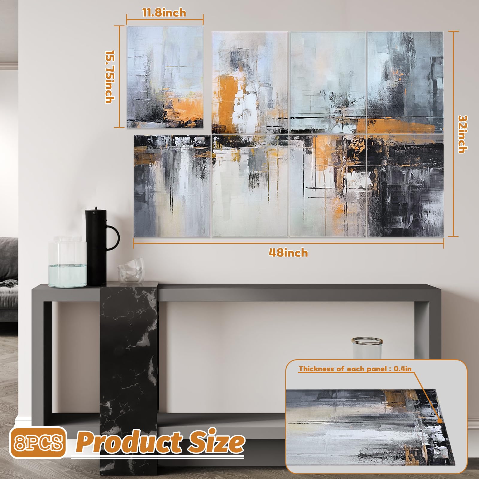 8 Pack Acoustic Panels, Soundproof Wall Panels, 48X32in Sound Proof Panels for Walls, Sound Absorbing Wall Art Decorative, Sound