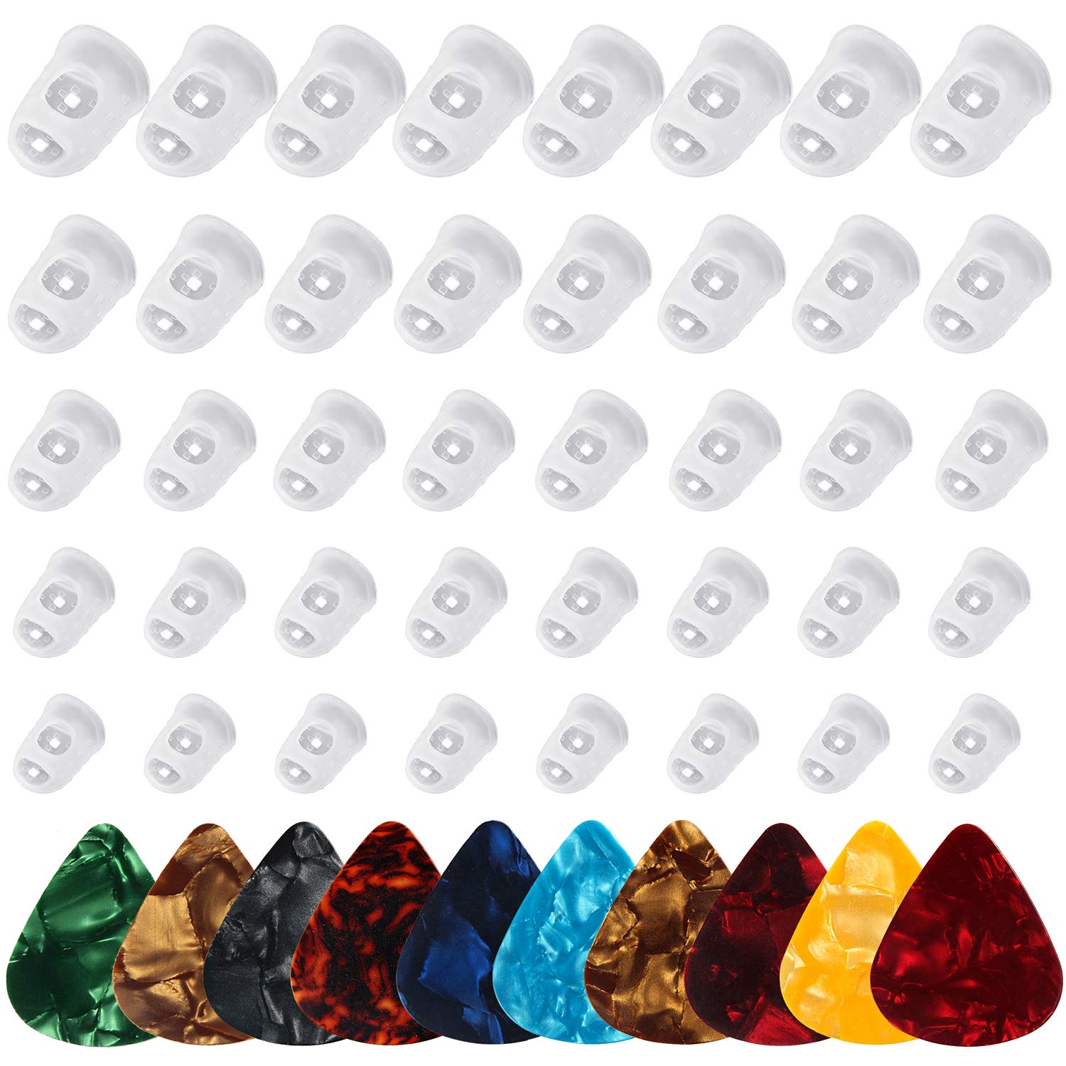 Guitar Fingertip Protectors - 40 Pcs Silicone Guitar Finger Guards Protection Covers Caps for Guitar Ukulele Bass, Sewing and Em