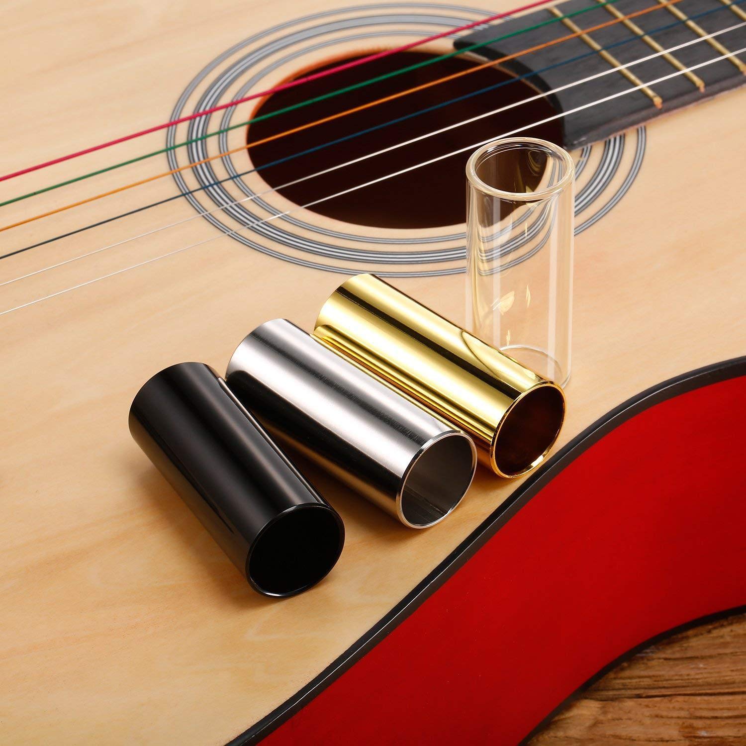 Gintar Ringer Slide Thivenny Guitar Slide, Set Of 2 Glass Guitar Slide, 1 Steel Guitar ...