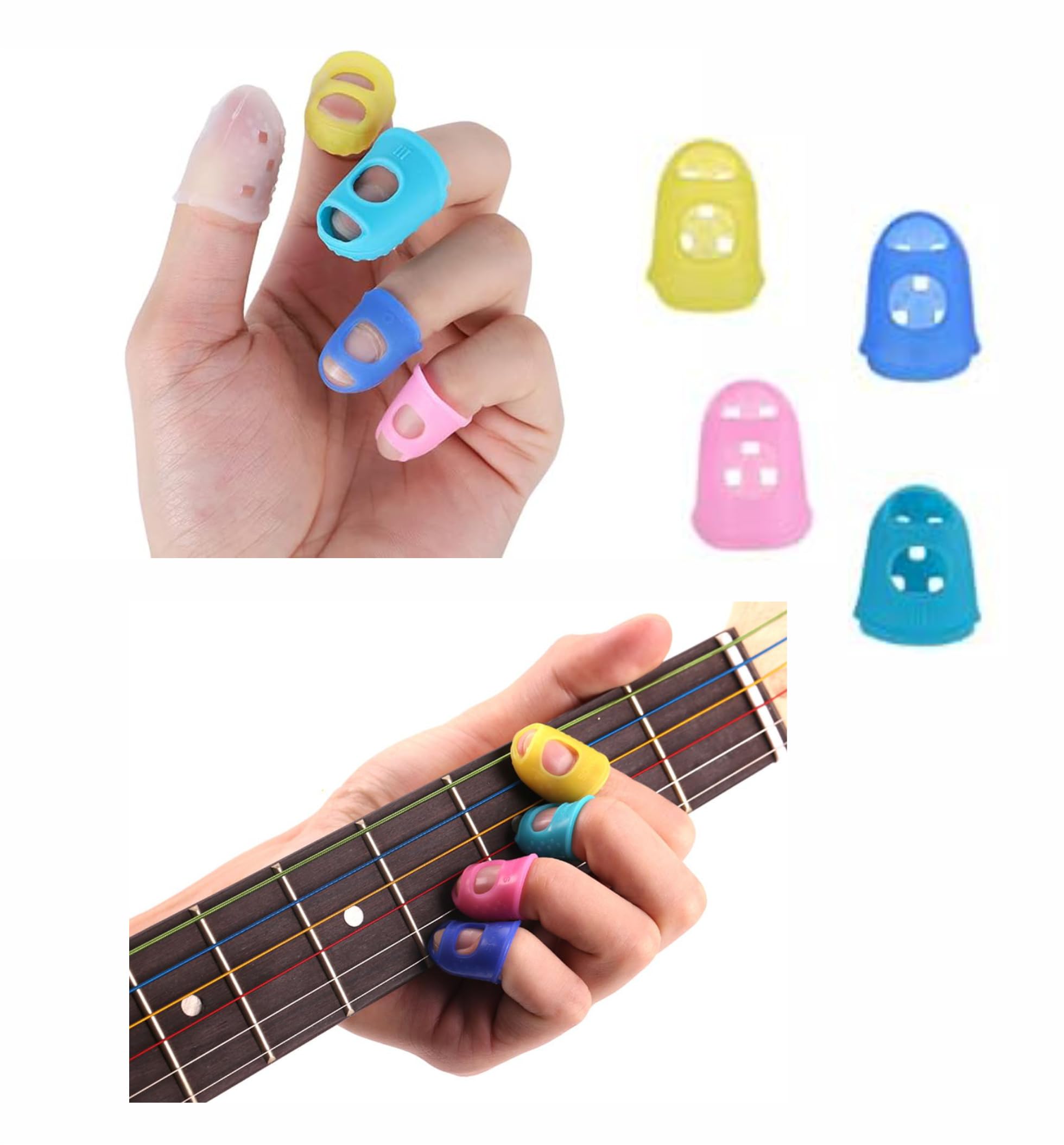 Hs Internet Finger Sleeve Silicon Guitar Thump Bass Finger Picks Protector Plectrum Anti-Scalding | Cover Caps For Stringed Inst