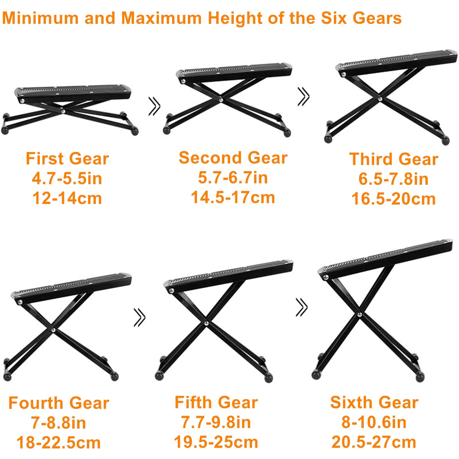 Miwayer Guitar Foot Rest 6-Position Height Adjustable Rubber End Caps and Non-Slip Rubber Padfor Com fortable and Solid Support