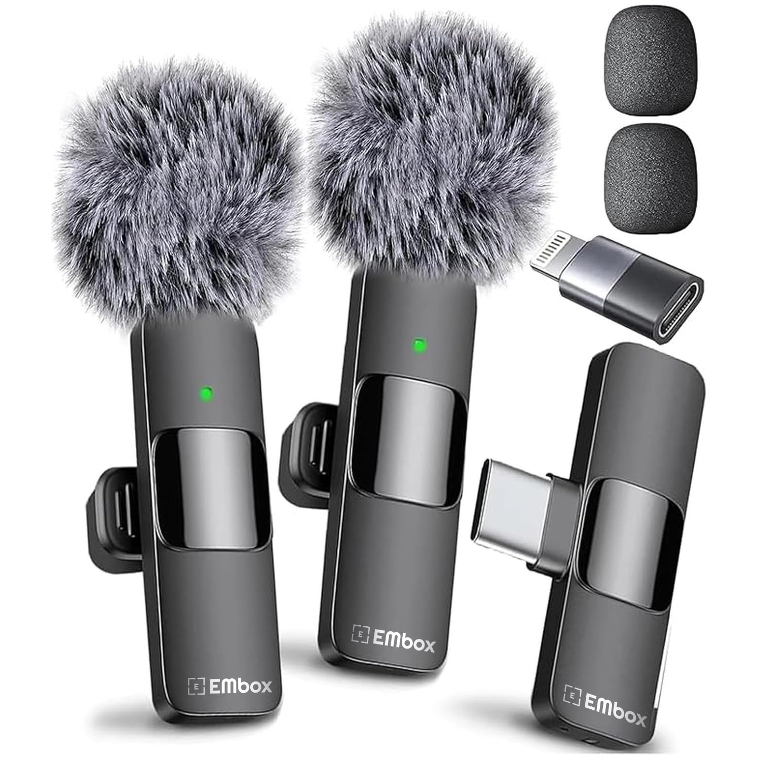 EMBOX Omnidirectional Mic for YouTube | Plug & Play Wireless Mic Set 30m Range | Microphone for Video Recording DSP Noise Cancel