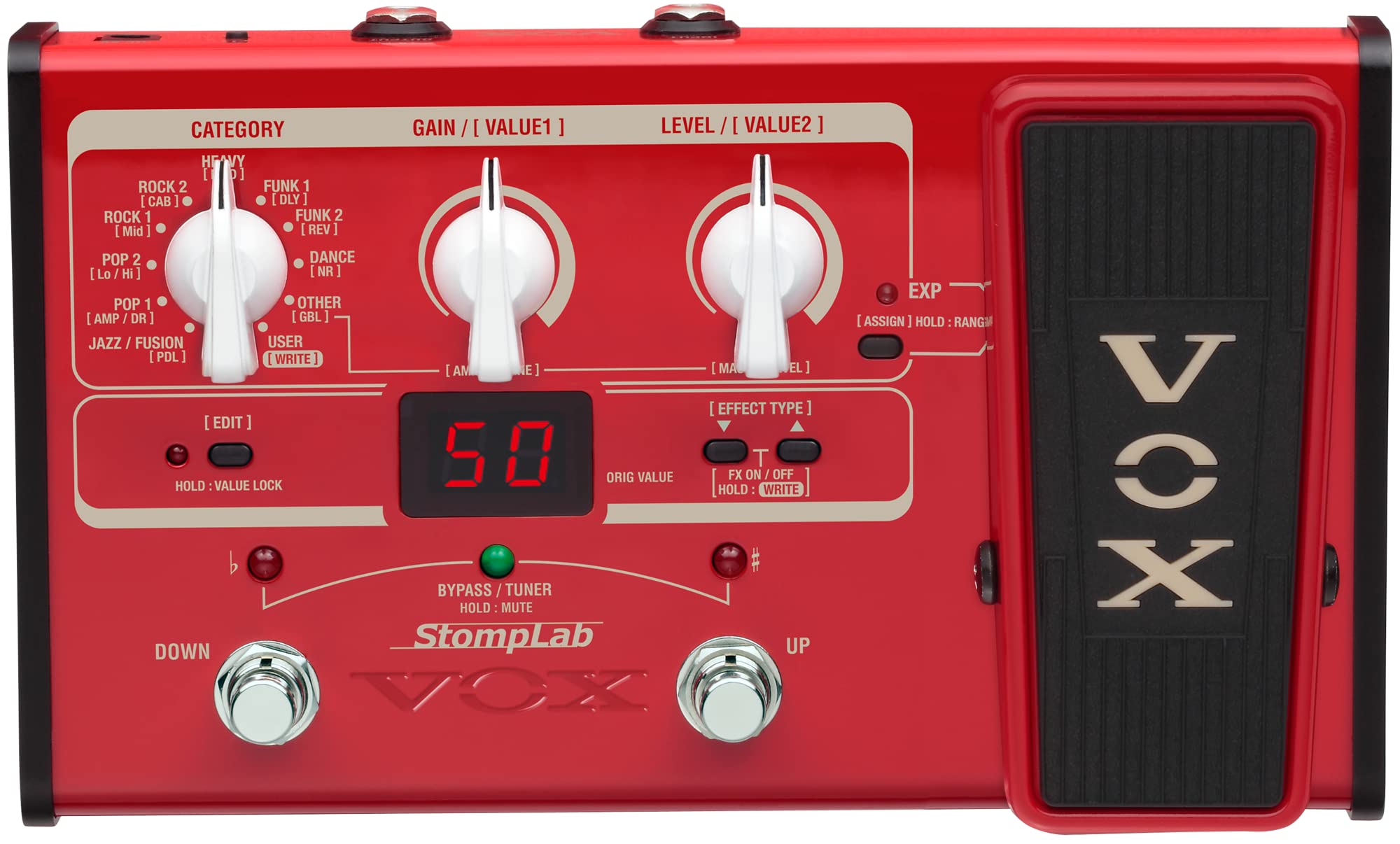 Vox Stomplab 2B Multi-Effects Modeling Pedal With Expression For Bass Guitar