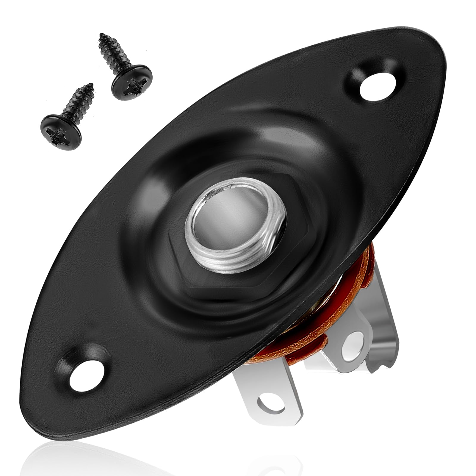 Guitar 1/4 Jack Plug Oval Guitar Jack 6.35mm Guitar Jack Plate Output Input Plug Socket for Mono Electric Guitar Black