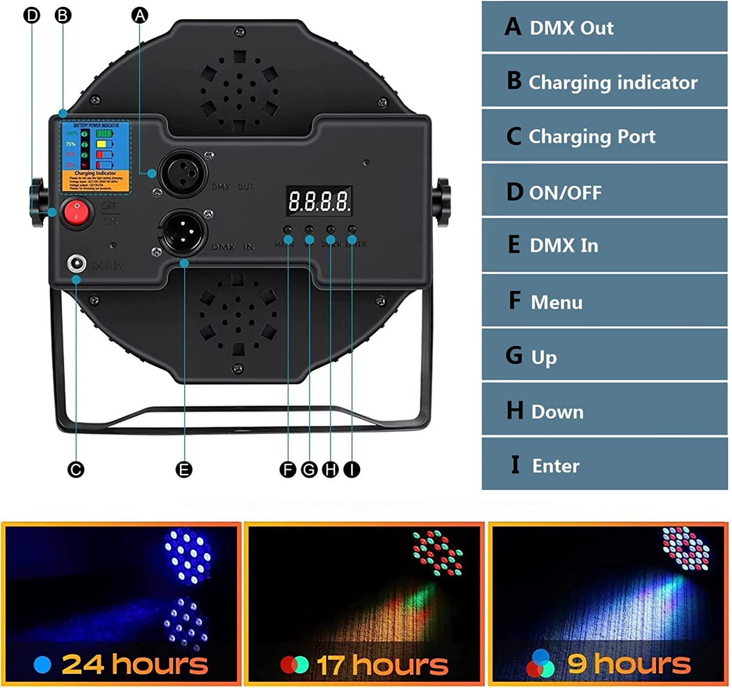 Rechargeable Stage Par Lights UKing RGB 36 LED Uplights Battery Powered with RGB 36W DJ Uplights Sound Activated Remote Control