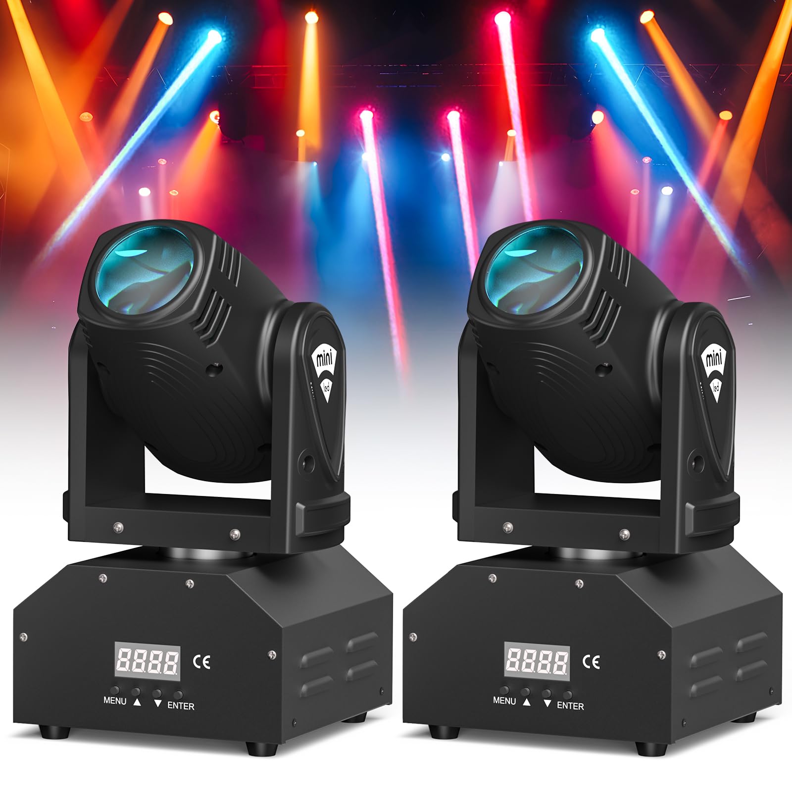 DJ Lights Moving Head UKing Mini LED Moving Head Light RGBW Stage Lighting Beam Spot Lights by DMX 512 Sound Activated Control 