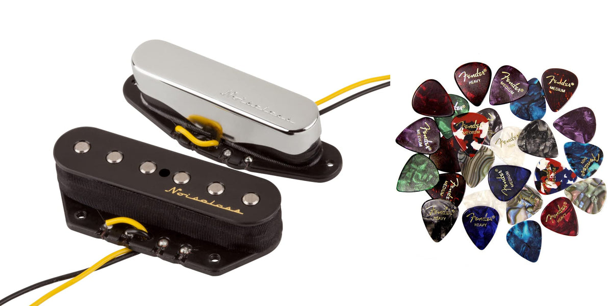 Fender Vintage Noiseless Telecaster Pickups Bundle With Picks