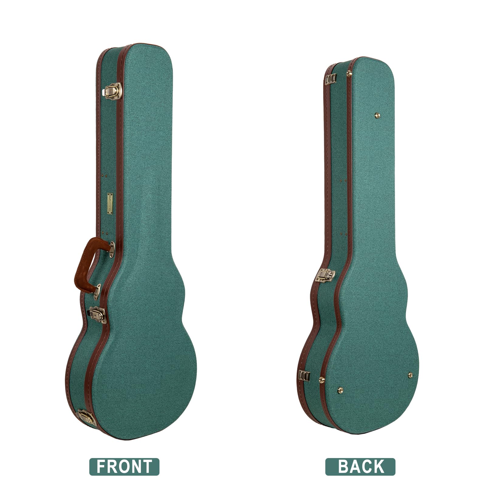 Crossrock Master Series Les Paul Electric Guitar Case | Malachite Blue Tweed Exterior, Re-Engineered Wooden Shell, Leather Handl
