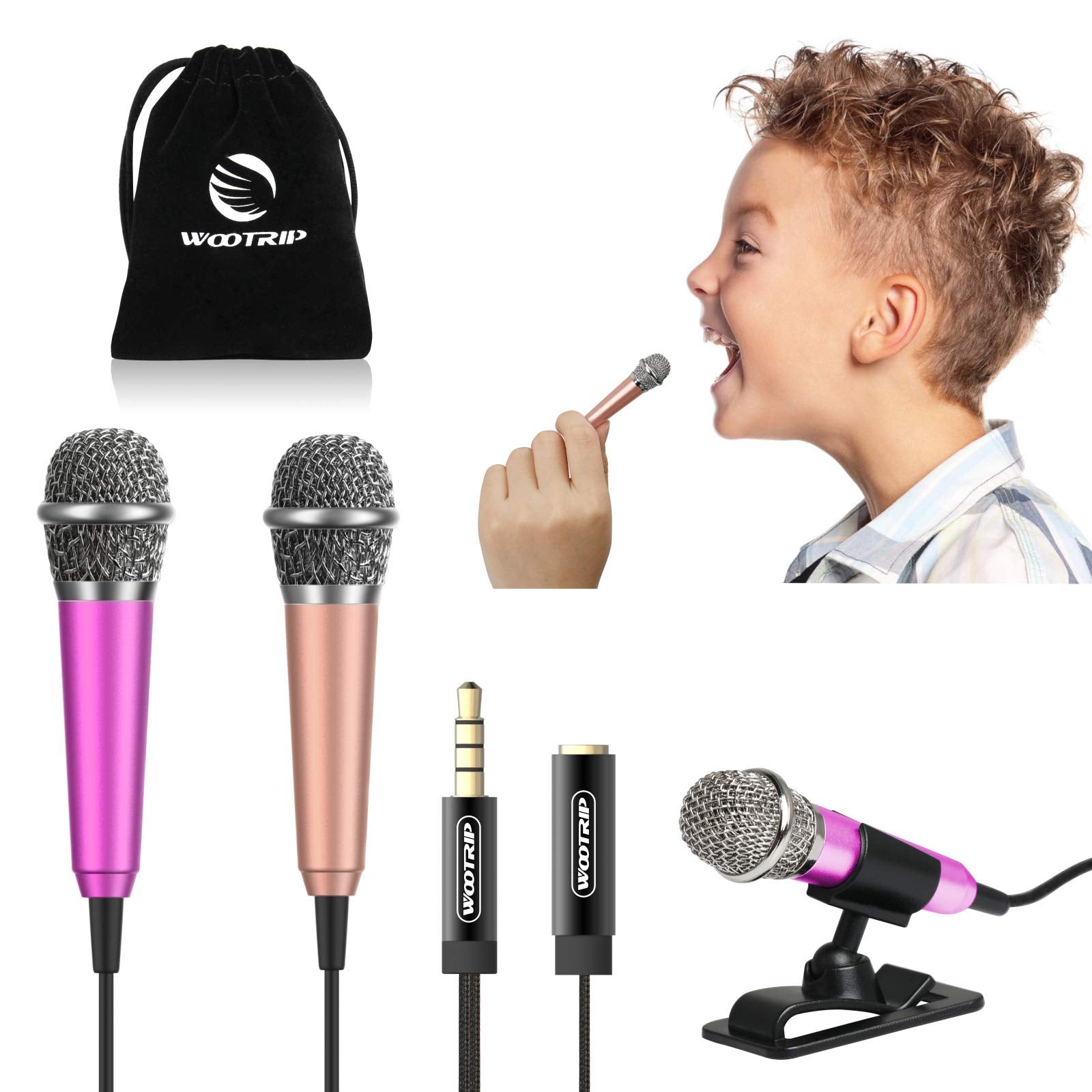 Wootrip [2Pcs] Mini Microphone, Mini Karaoke Vocal And Recording Microphone Portable For Iphone Ipad Laptop Android-Tiny Microph