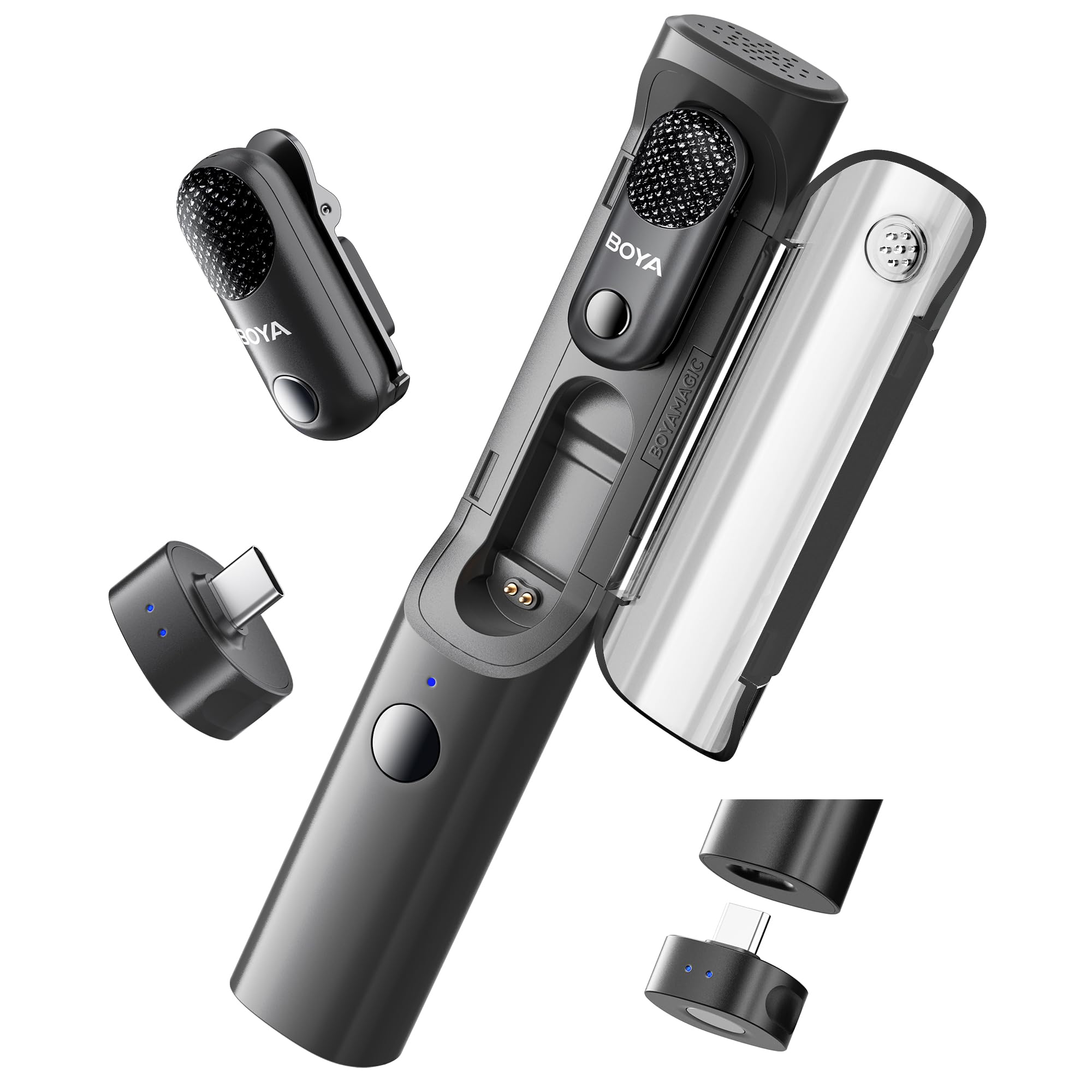 BOYA Magic USB-C Wireless Lavalier Microphone, 30Hrs Battery,328FT Los Range, Safety Track&Limiter, Ai Noise Reduction Type-C Wi