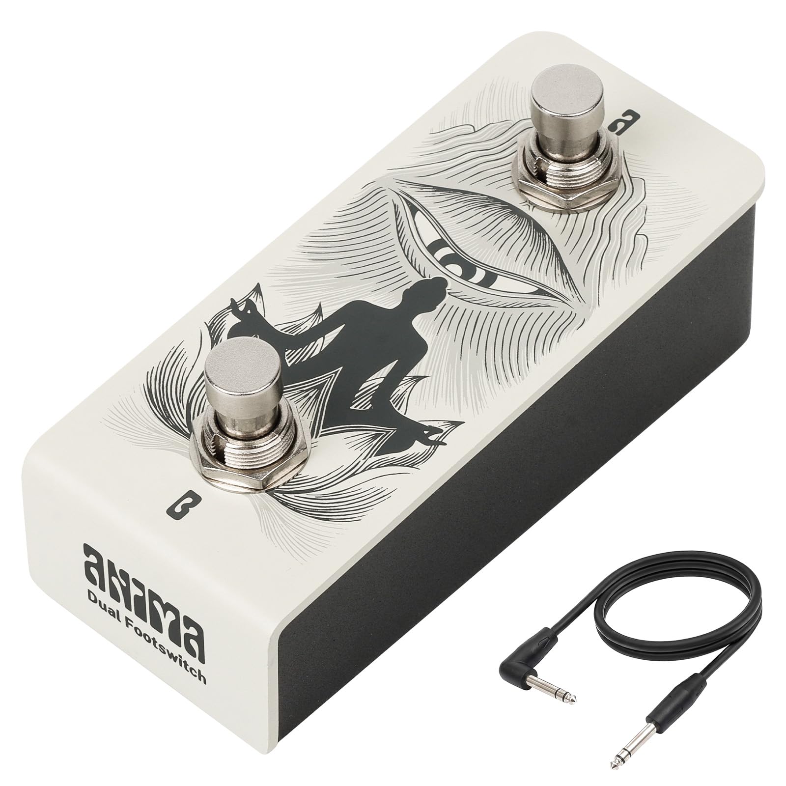 Klowra Anima Dual Footswitch Pedal - Dual Momentary TRS Footswitch Controller for Guitar Pedals, Passive Design, Includes TRS Ca