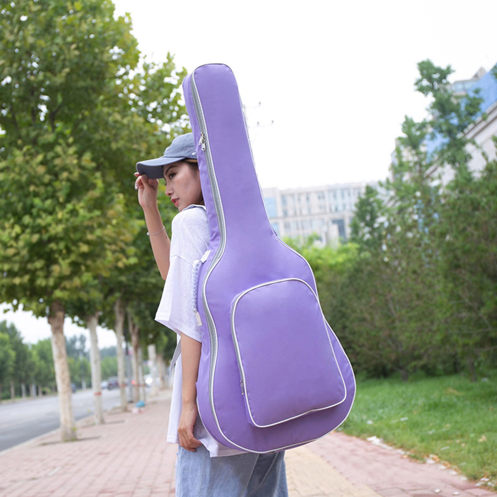 Acoustic Guitar Bag 40 41 Inch, Guitar Gig Bag, Double Shoulder Adjustable Straps Guitar Case, Waterproof Soft Guitar Backpack L