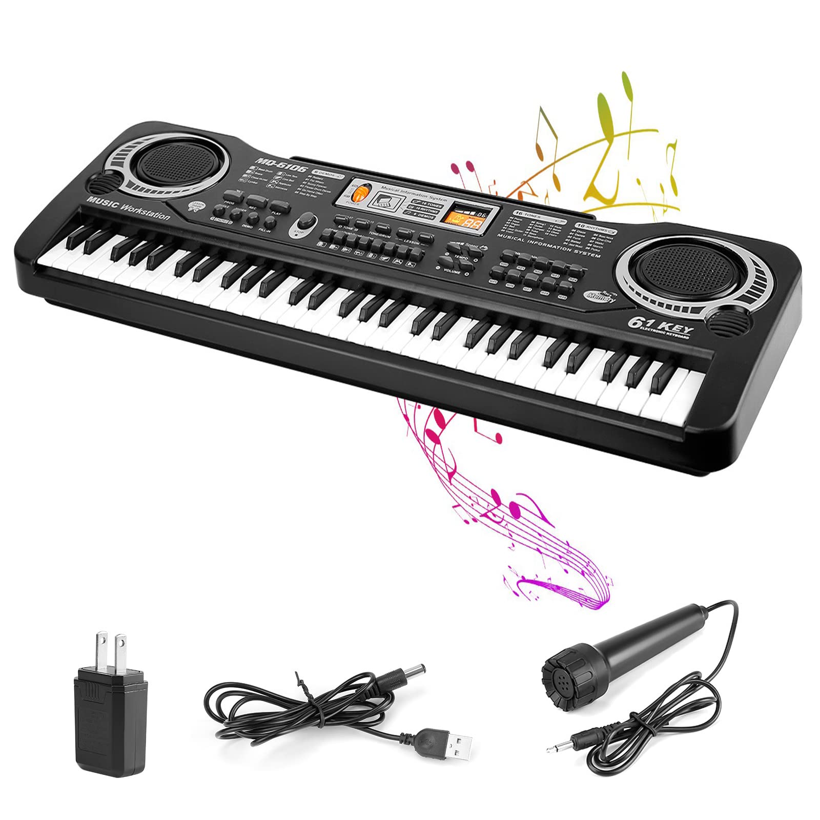 KOCASO Piano Keyboard 61 Keys Digital Music Electronic Keyboard Electric Piano Musical Instrument Kids Learning Keyboard with Mi