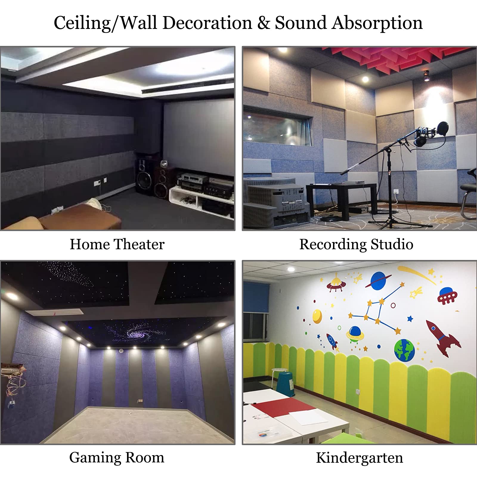 BXI Sound Absorber - 16 X 12 X 3/8 Inches 6 Pack High Density Acoustic Absorption Panel, Sound Absorbing Panels Reduce Echo Reve