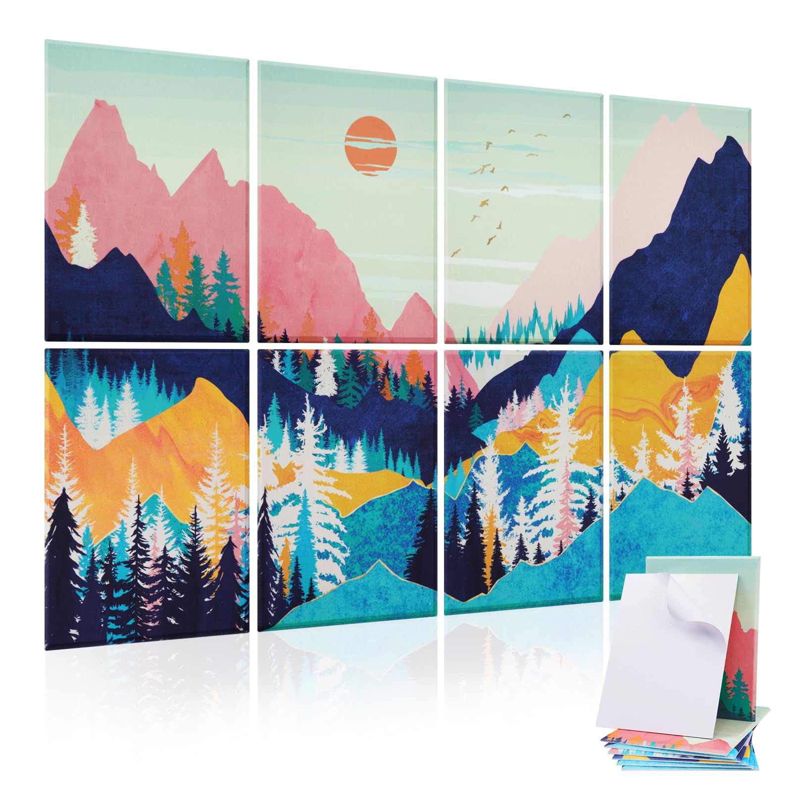 Tutmyrea 8 Pack Art Acoustic Panels, 48''X32'' Self-Adhesive Soundproof Wall Panels, Decorative Sound Absorbing Panels, Acoustic