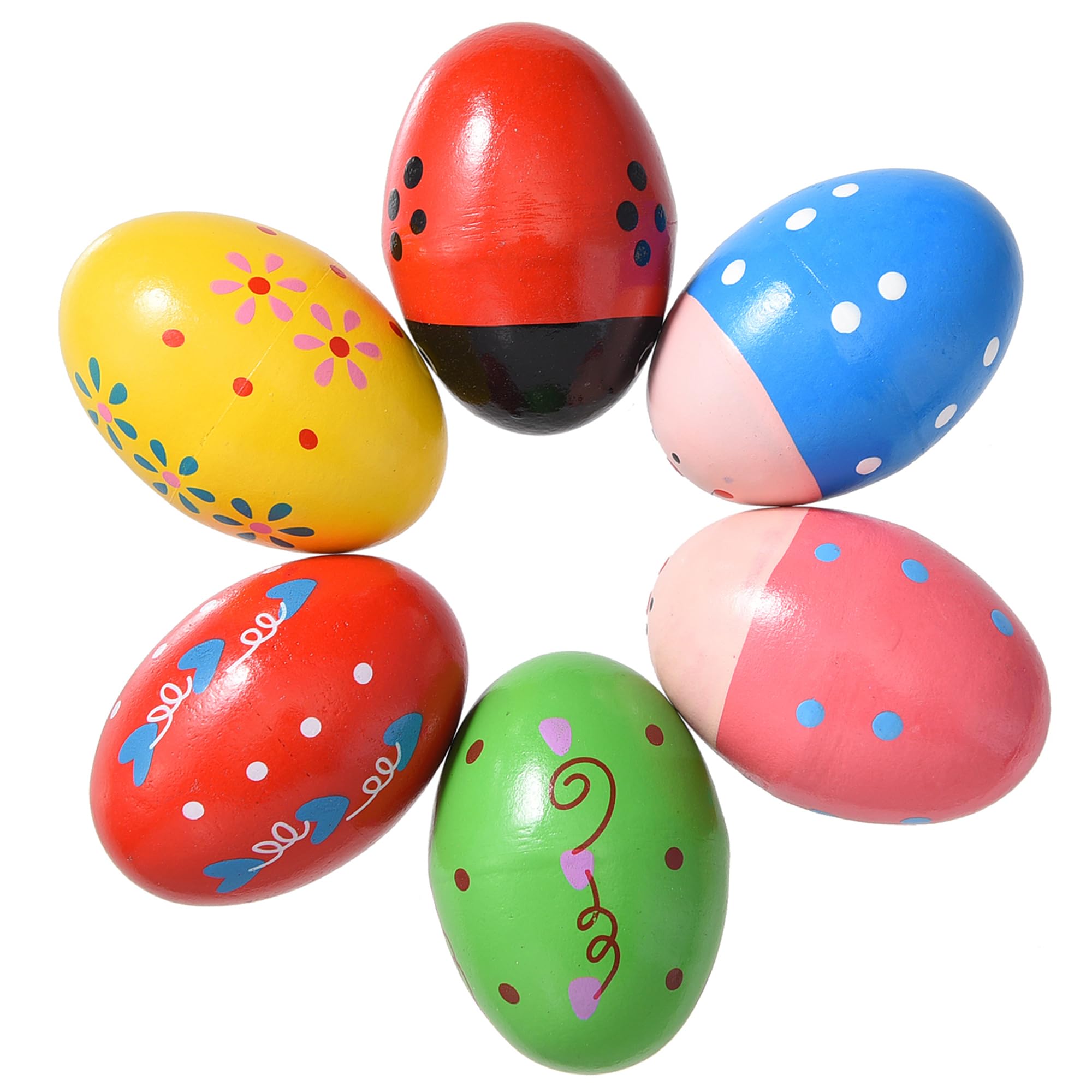6PCS Egg Shakers Musical Instrument, Wooden Music Rattle Eggs