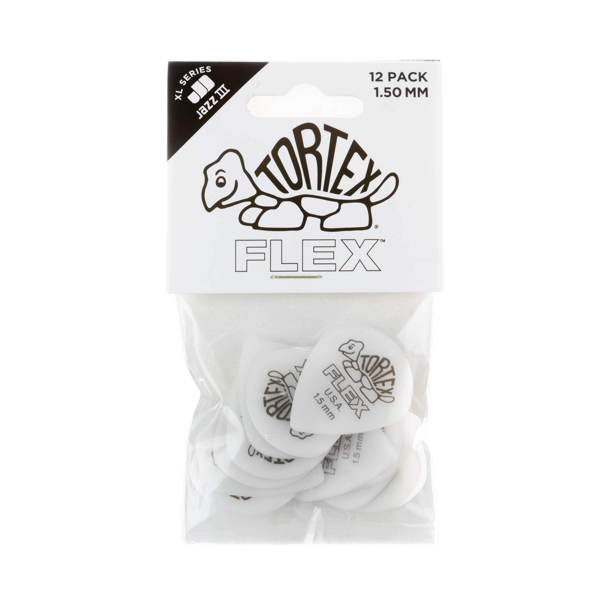 Jim Dunlop Tortex Flex Jazz III XL 1.5mm 12 Pack Guitar Picks (466P1.5)