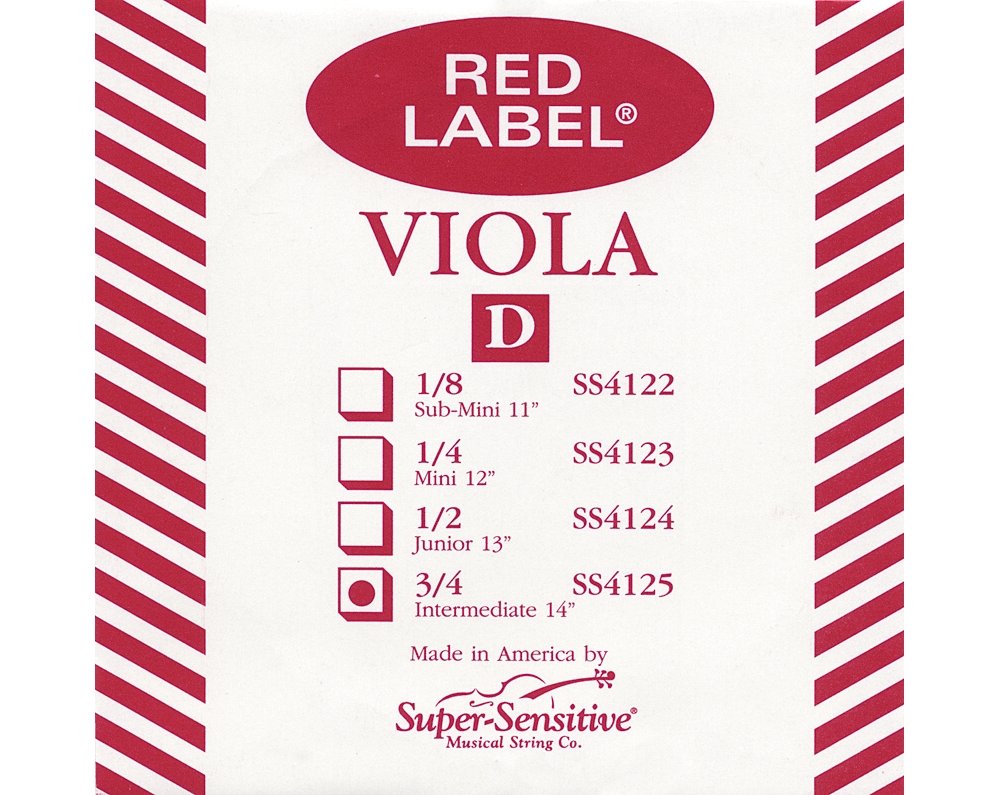 Super Sensitive Red Label Viola D String 14 Intermediate