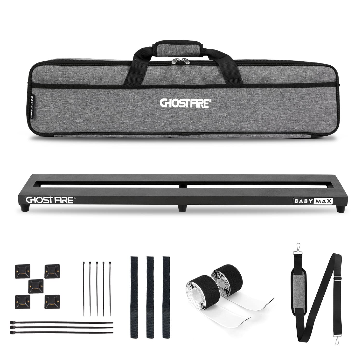 Ghost Fire Guitar Pedal Board Aluminum Alloy 2.16lb Effect Pedalboard 27.5x5.5 with Carry Bag,V series (V-Baby Max)