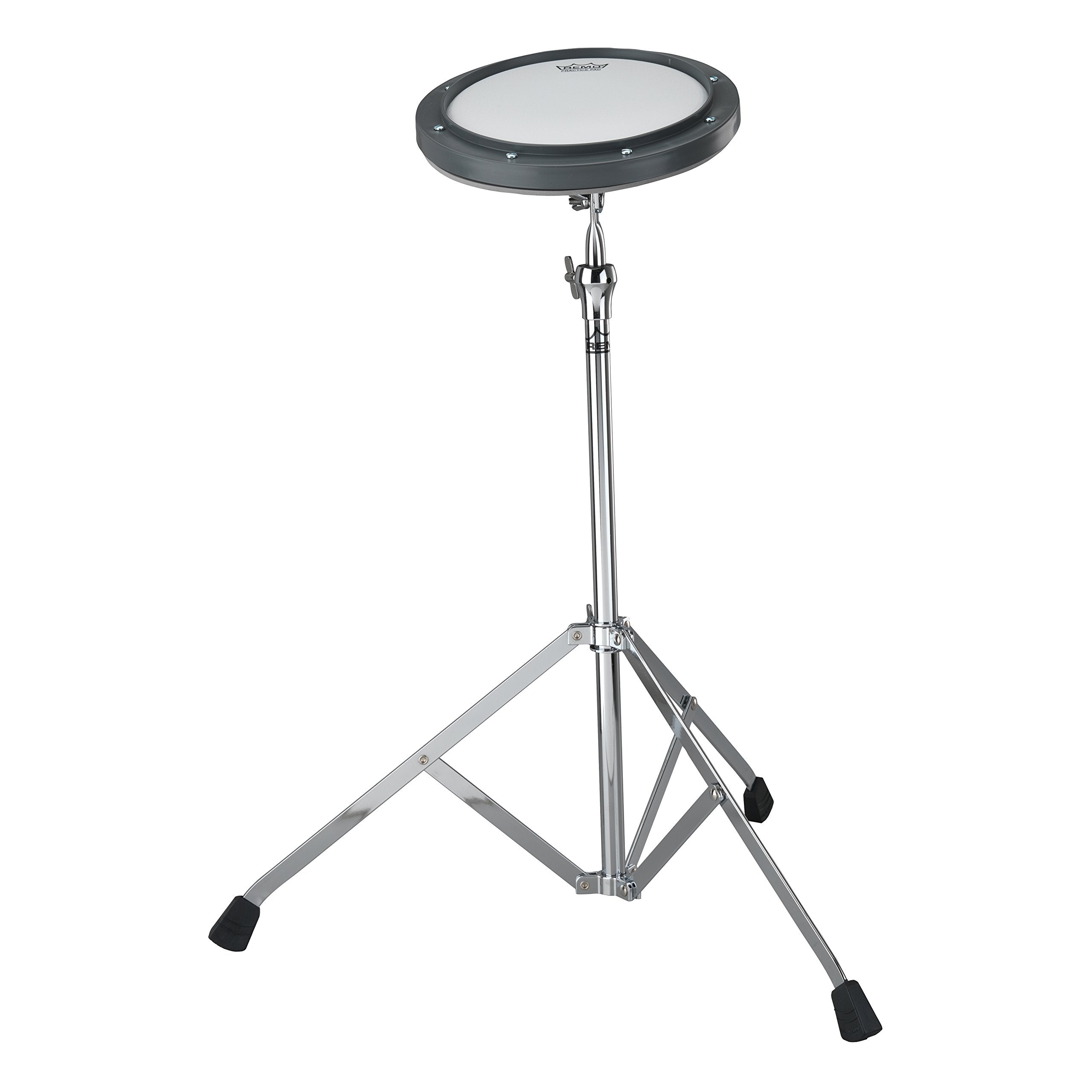 Remo RT-0010-ST 10 Gray Tunable Practice Pad with Ambassador Coated Drumhead and ST-1000-10 Stand