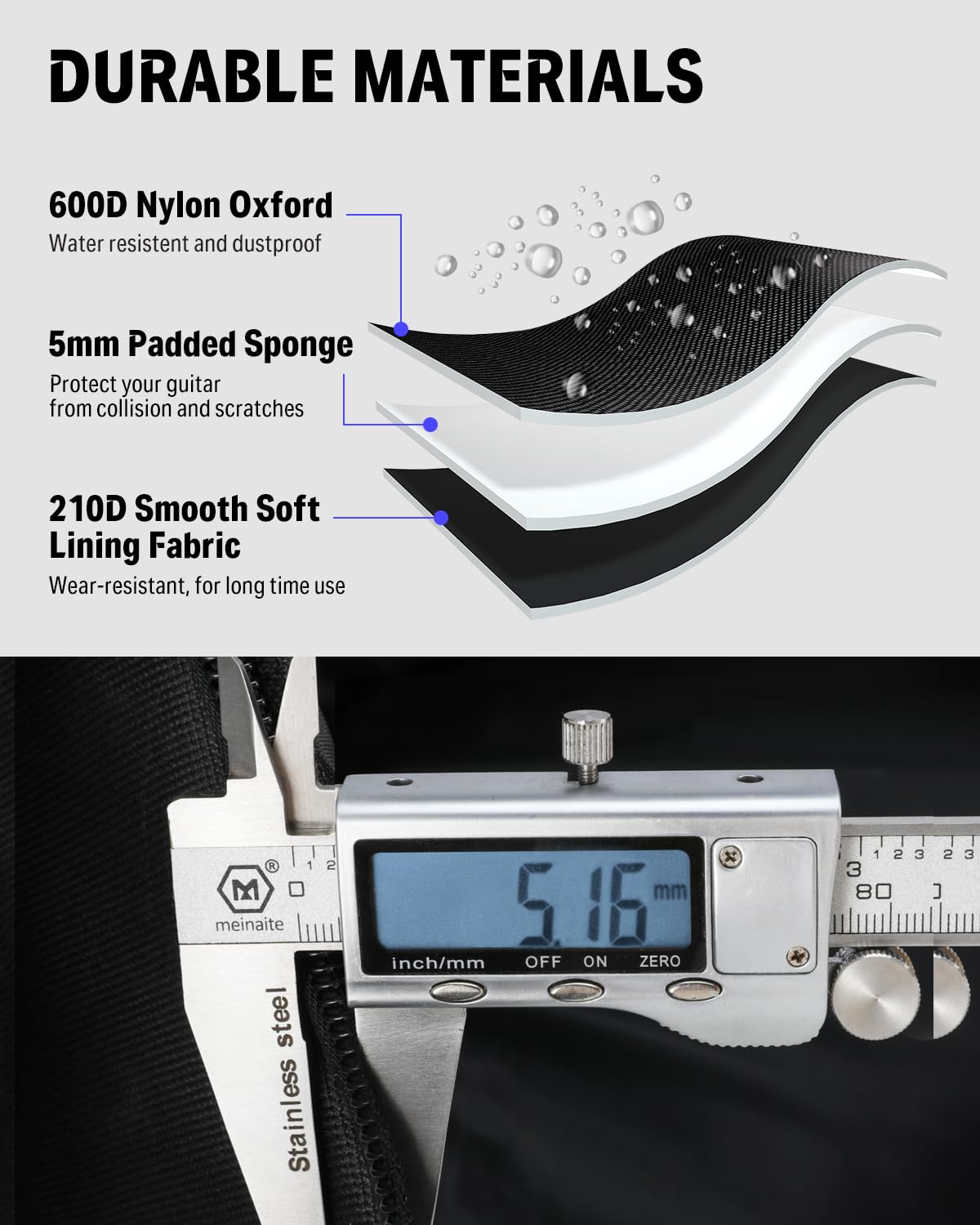 Donner 39 Inch Electric Guitar Case, 5mm Thick Padding Sponge 600D Ripstop Waterproof Nylon Soft Electric Guitar Bag with Dual A