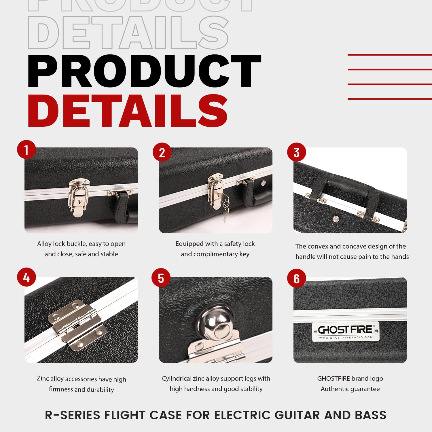 GHOSTFIRE Hard-Shell Electric Guitars Case Super thick ABS Molded Case fit ST/TL (Electric Guitar)