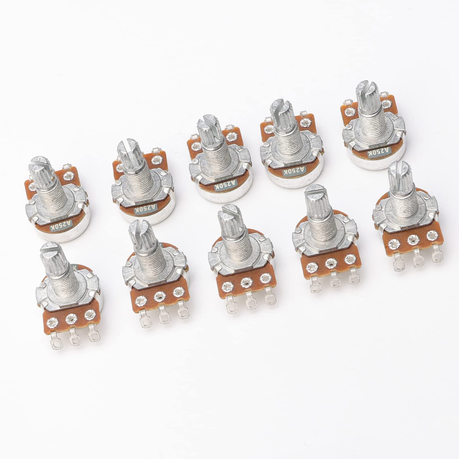 Guitar Potentiometer Audio Pots A250K Ohm Replacement Pack of 10 18mm Shaft Base Dia 16.5mm