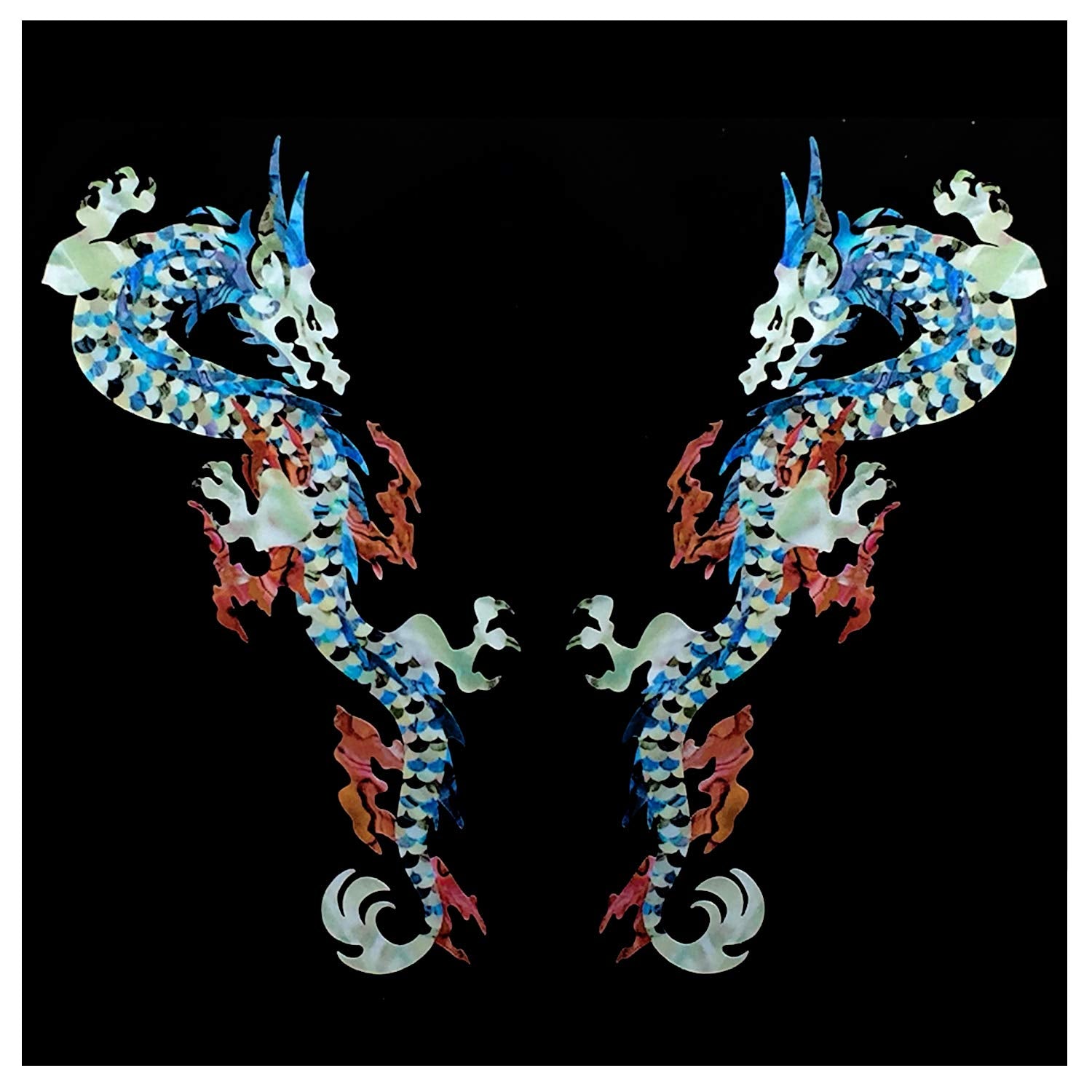 Jockomo Dragon Dragon Wt Symmetrical Set Perfect For Guitar Bass Inlay Sticker
