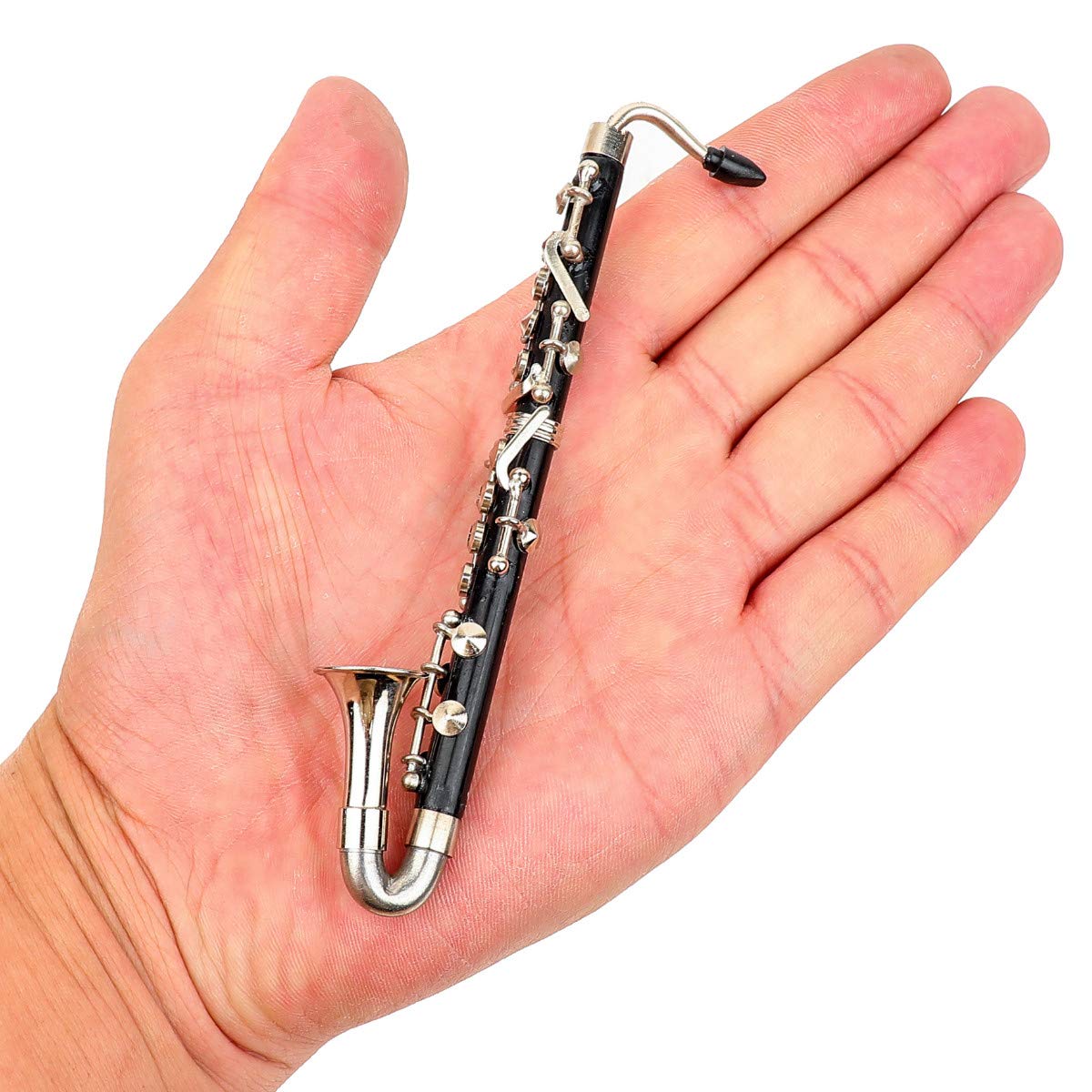 Dselvgvu Miniature Bass Clarinet with Stand and Case Mini Musical Instrument Mini Bass Clarinet Miniature Dollhouse Model Christ