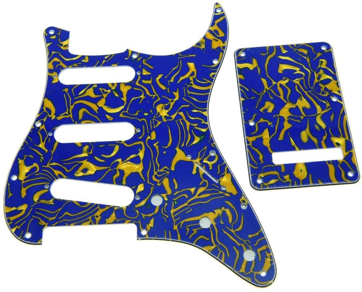 Dopro 11 Hole Strat SSS Pickguard ST Back Plate Trem Cover for USA/Mexican FD Strat Blue Shell