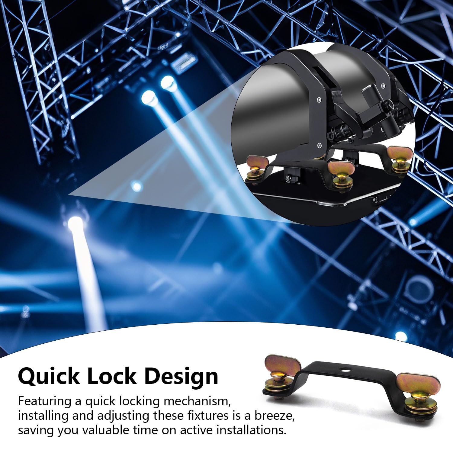 Moving Head Light Bridge Connector Truss Clamp Stage Light Clamps, Bracket Connector Spacing 14cm, Quick Lock, 12 mm Aperture Di