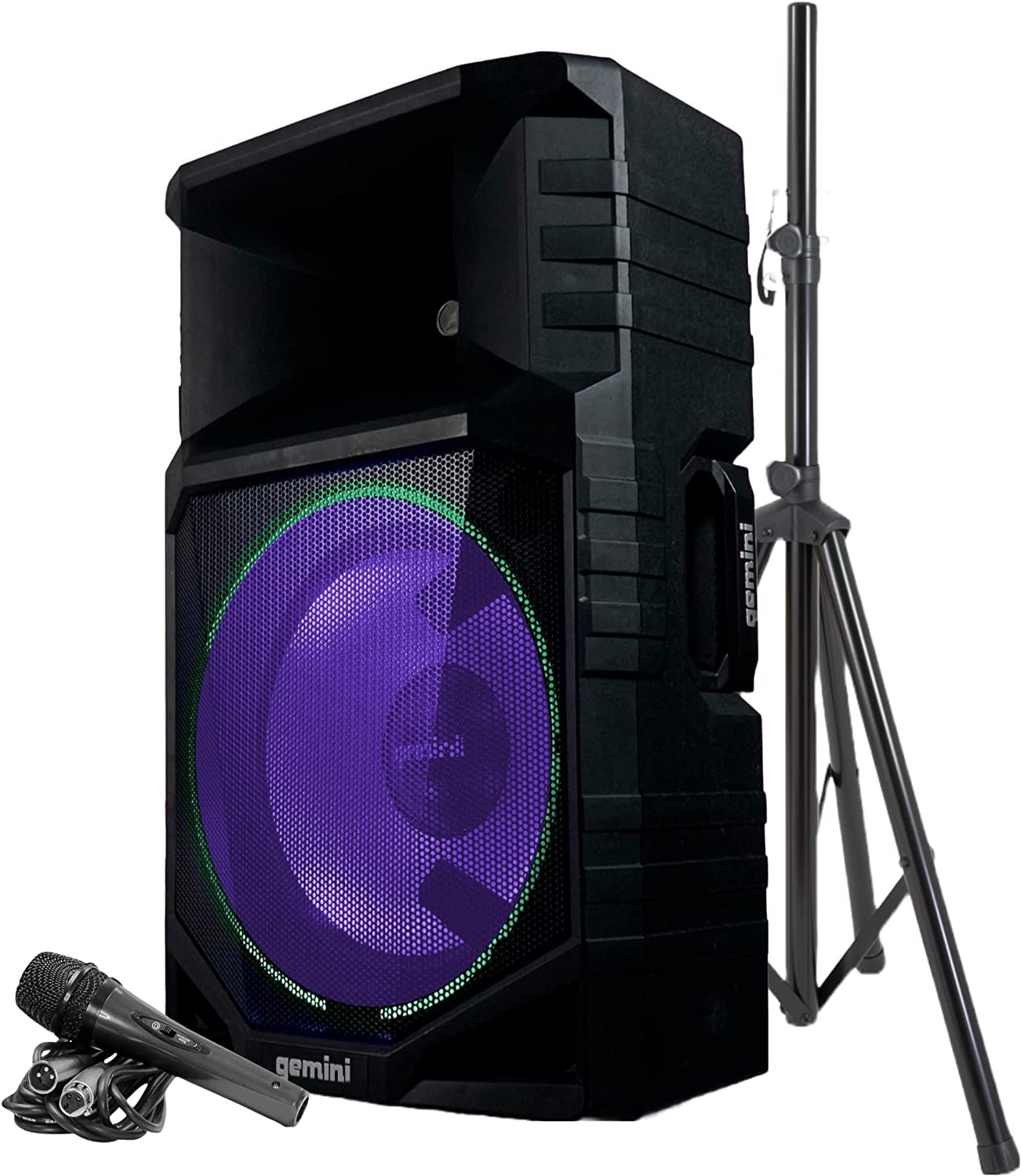 Gemini Sound 15-inch Bluetooth Speaker - 1500W Portable Active Woofer with LED Party Lights, Battery Powered, Wireless, Tailgate