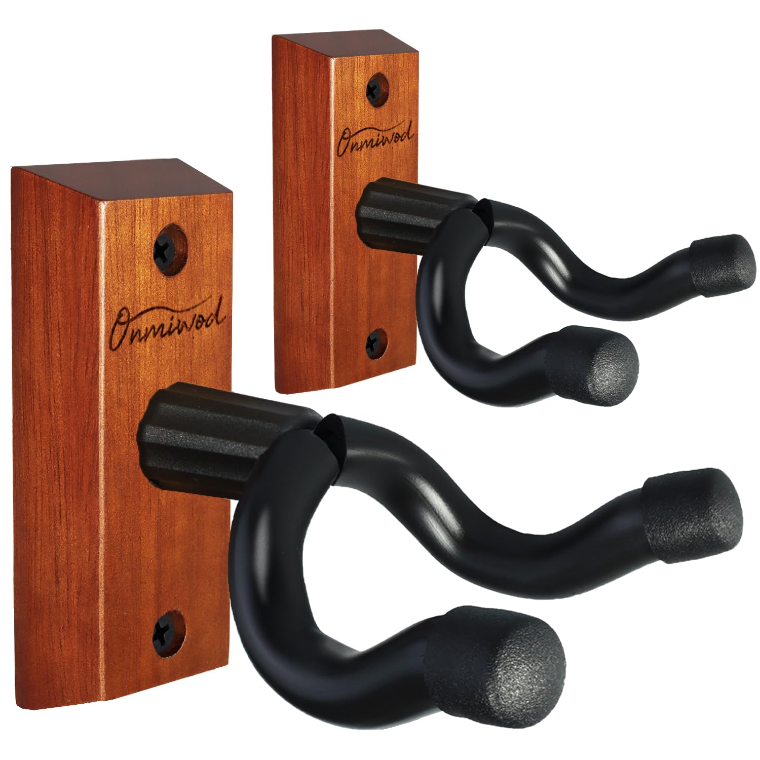 Onmiwod Guitar Wall Mount 2 Pack, Mahogany Wood Guitar Hanger, U-Shaped Guitar Wall Hanger Mount, Guitar Holder Hook Stand Wall 