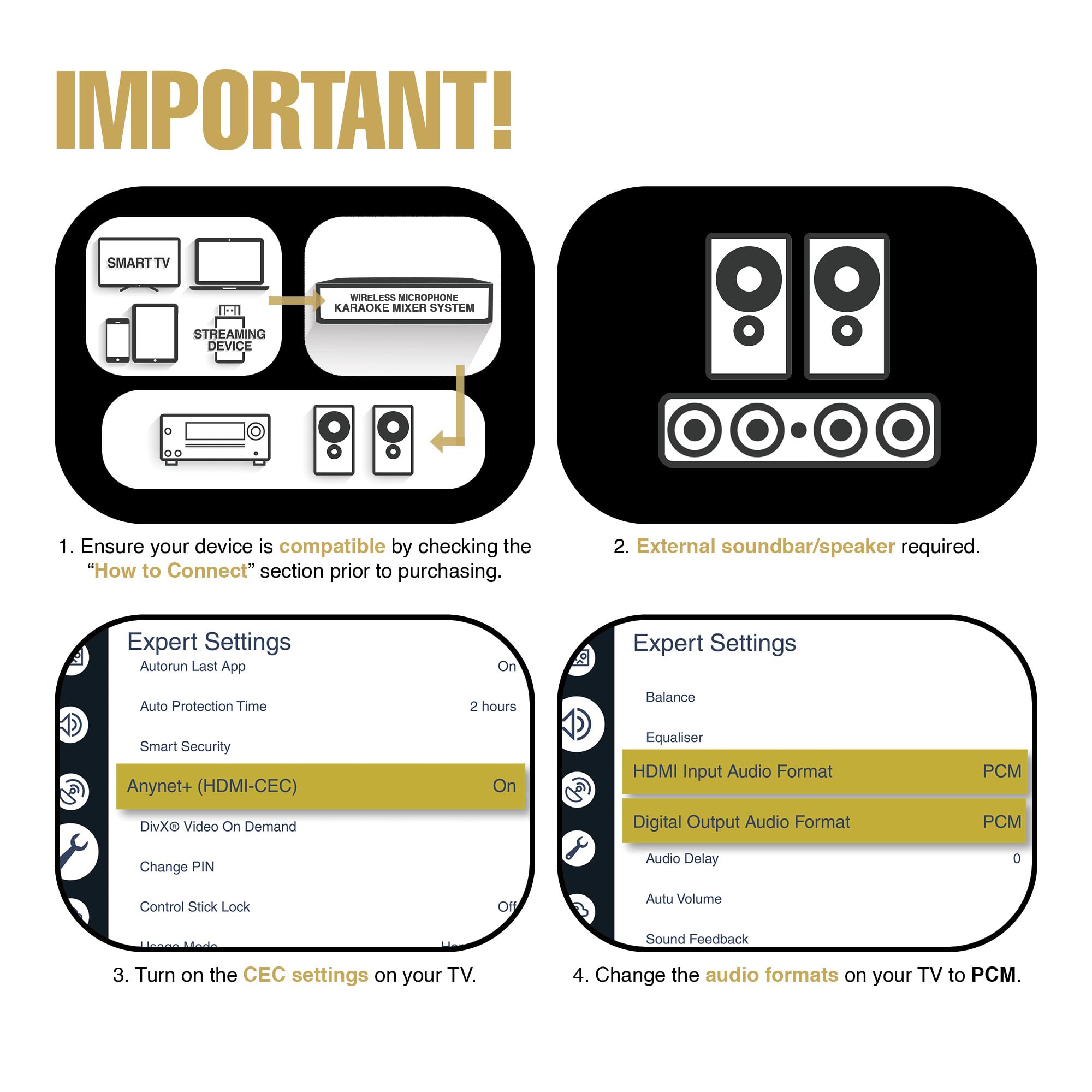 Sound Town Wireless Microphone Karaoke Mixer System with HD Audio Return Channel, Optical (Toslink), AUX, Supports Smart TV, Med