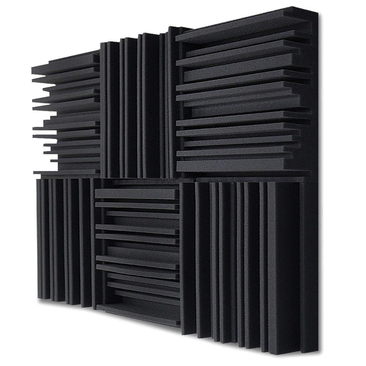 Troystudio Acoustic Studio Absorption Foam Panel, 12 X 12 X 2 Inches Pack Of 6, Broadband Sound Absorber, Periodic Groove Struct