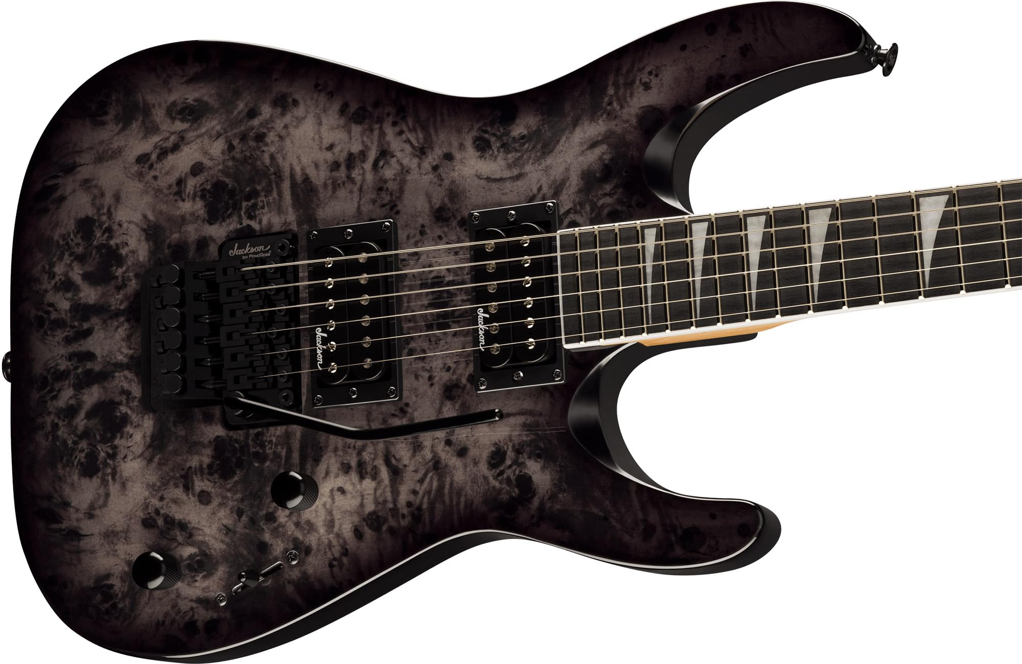 Jackson JS Series Dinky JS32 DKAP Transparent Black Bundle with Cable, Tuner, Strap, Picks, and Austin Bazaar Guitar DVD