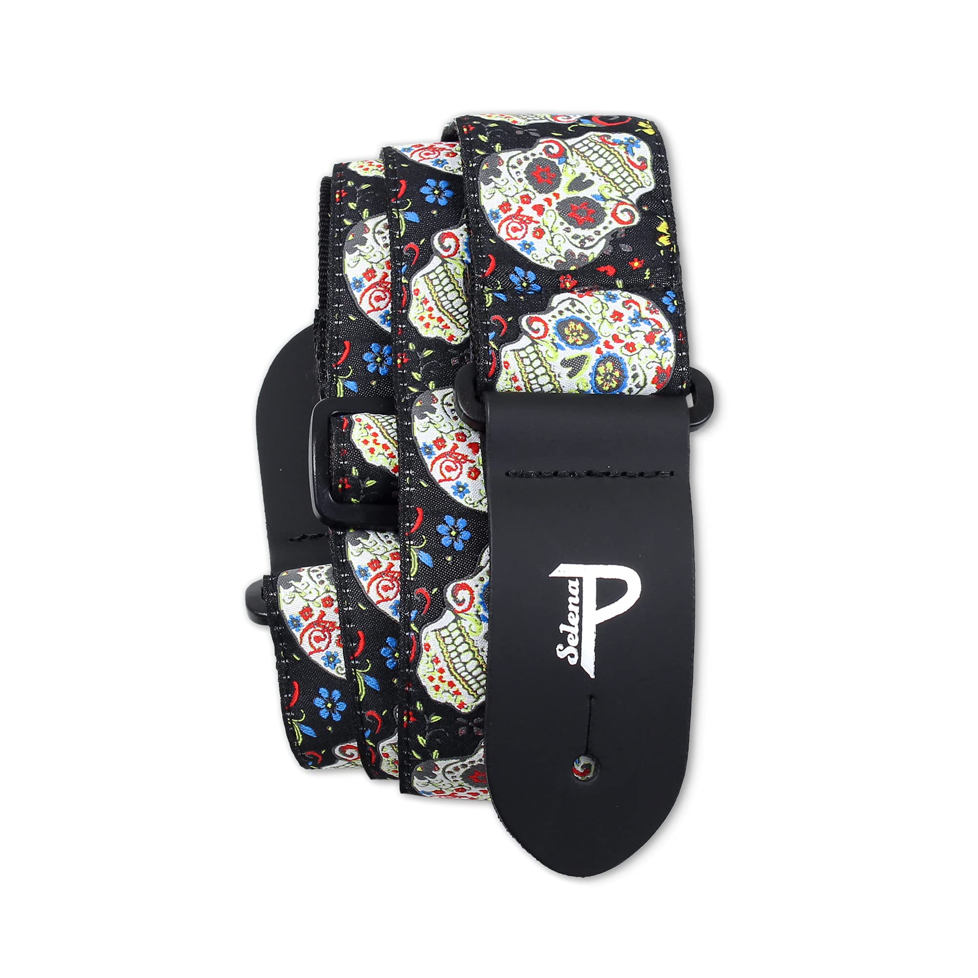 Perri's Leathers Ltd.- Guitar Strap- Jacquard- The Hope Collection- Black Sugar Skulls- Adjustable length from 39- 58- For Elect