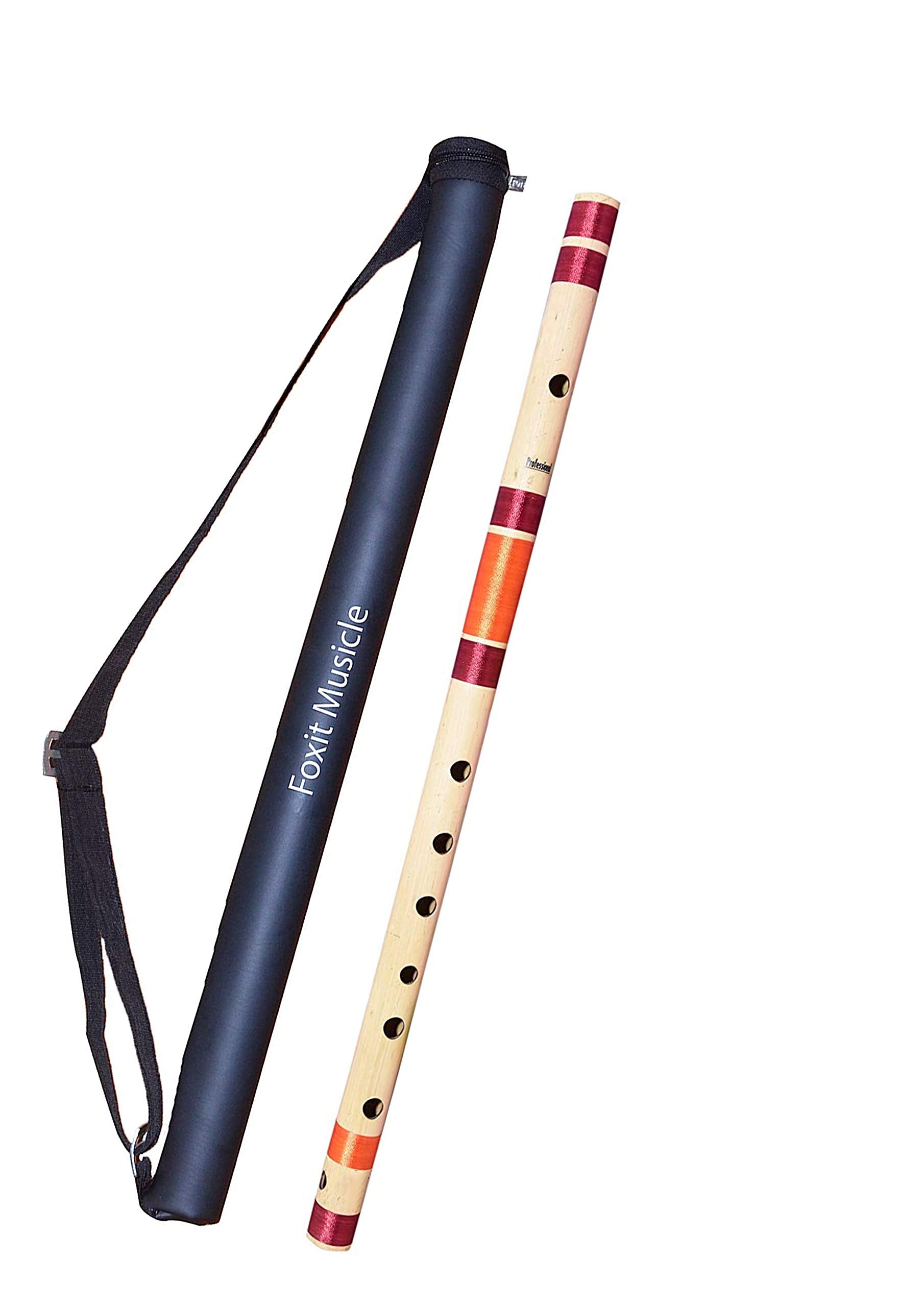Foxit Professional Flutes A Natural Base 7 Hole Right Hand Bansuri Size 23 Inches (With Free Carry Bag)