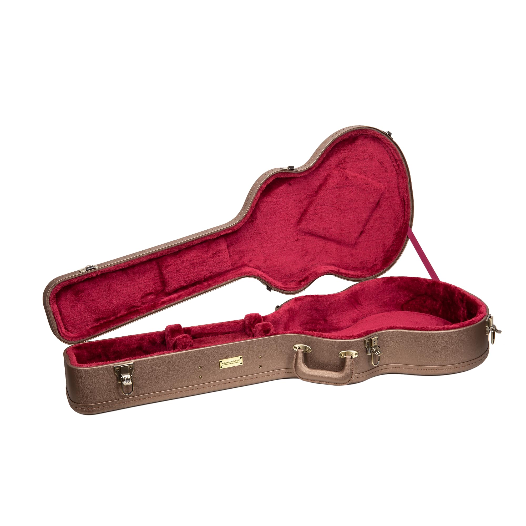 Crossrock Wooden Om Guitar Case For Martin 000-14 Fret | Chocolate Brown Finish, Burgundy Velvet Interior, Lock - Designer Serie
